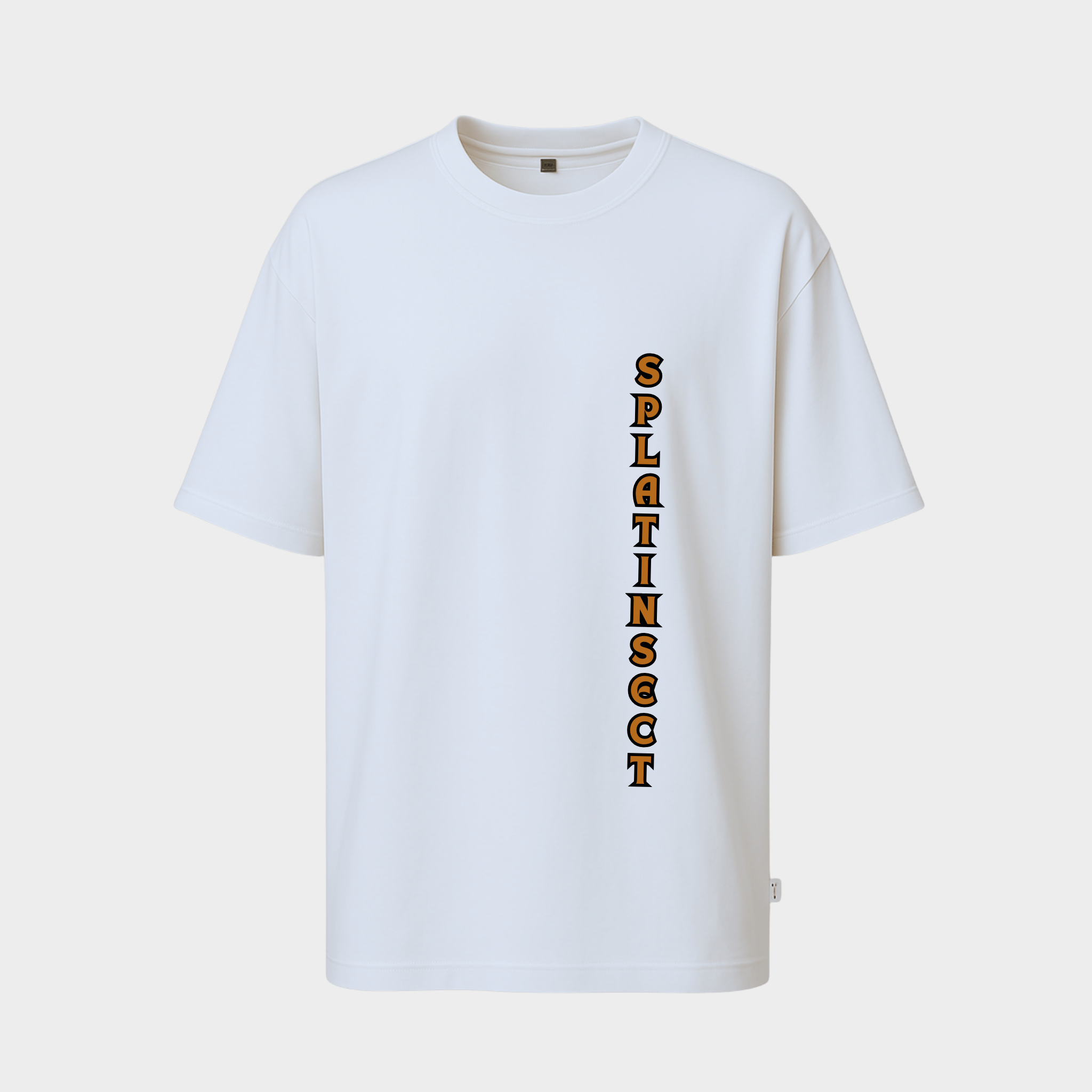 RichDaddy oversized splat at insect graphic whitet-shirt front view 240 GSM bio-wash cotton
