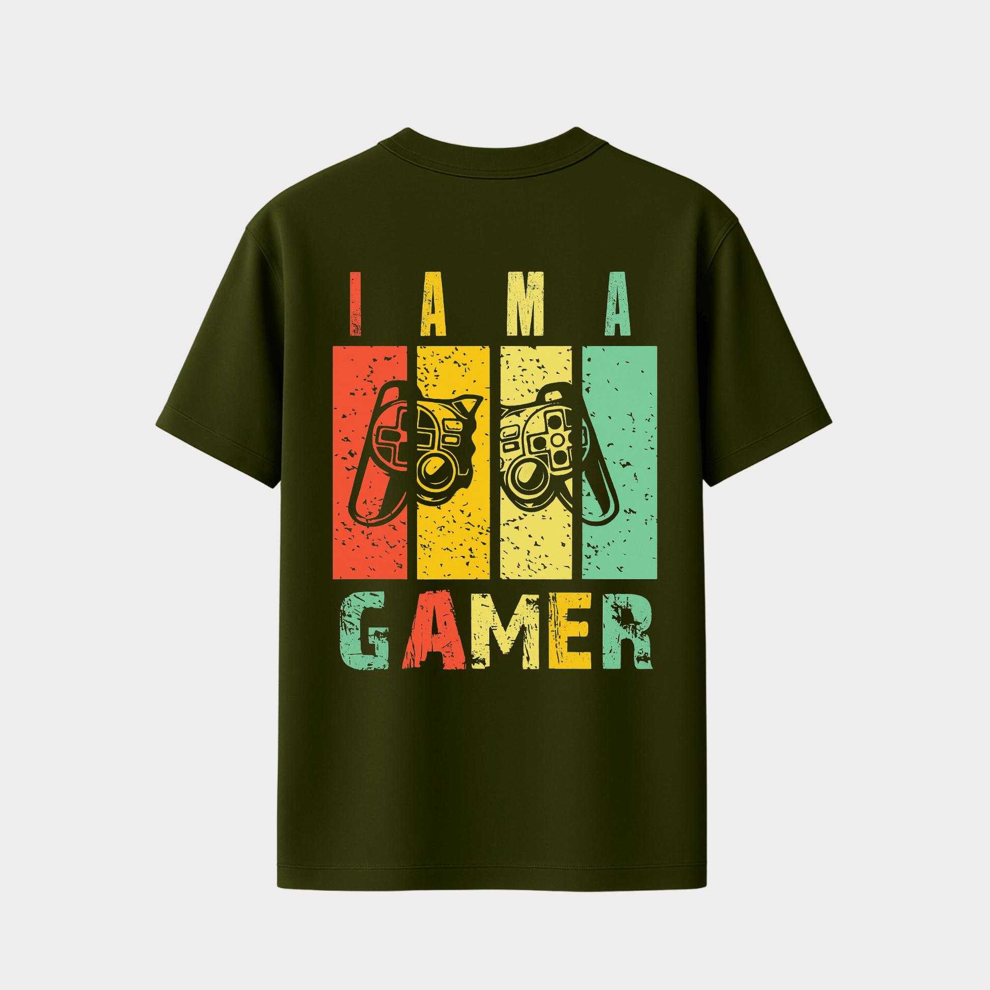 RichDaddy I Am A Gamer oversized t-shirt MILTERYGREEN  viackebw 240 GSM cotton
