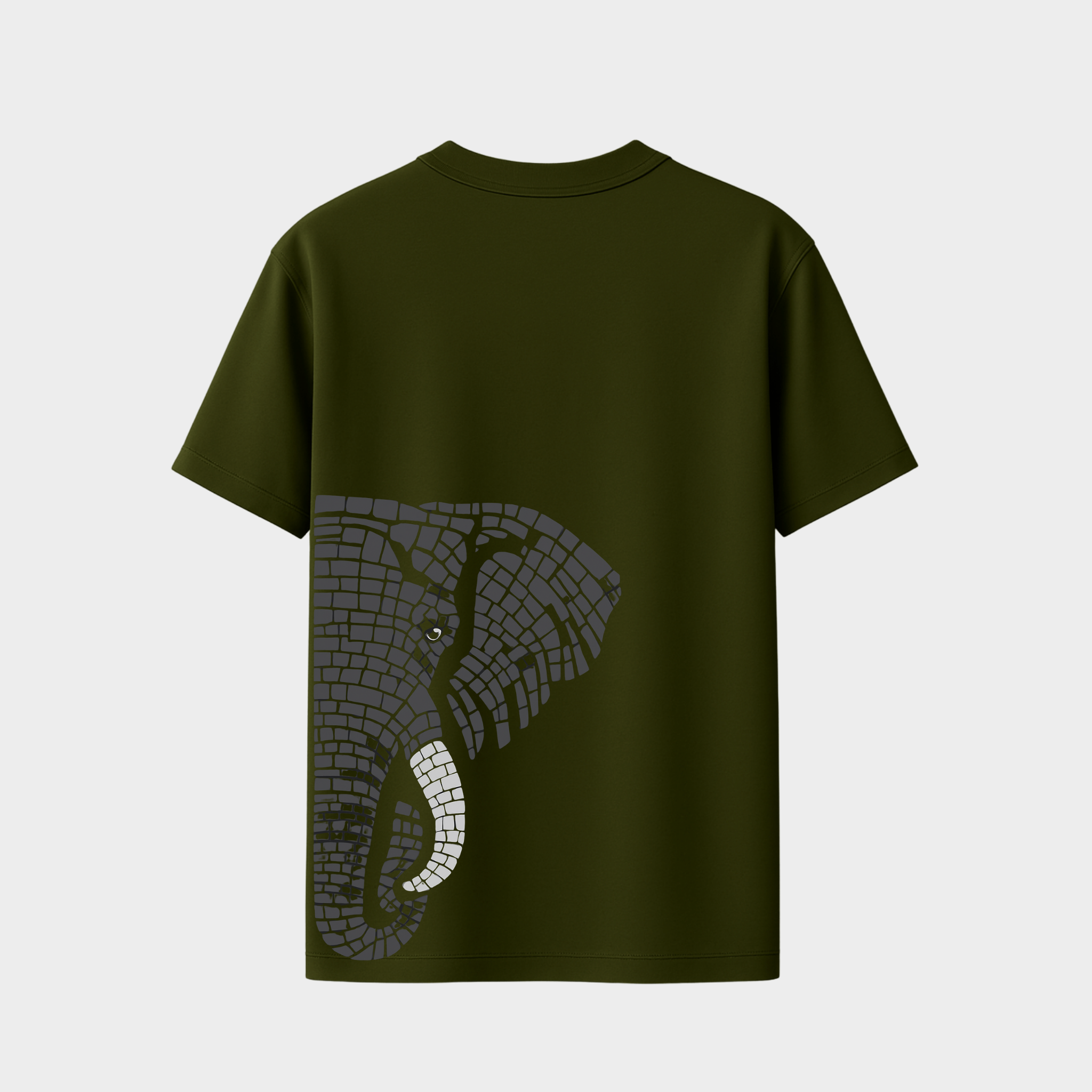Richdaddy Thick Cotton T-Shirt | 240 GSM Bio-Wash, Fade-Proof  Eephant back Print