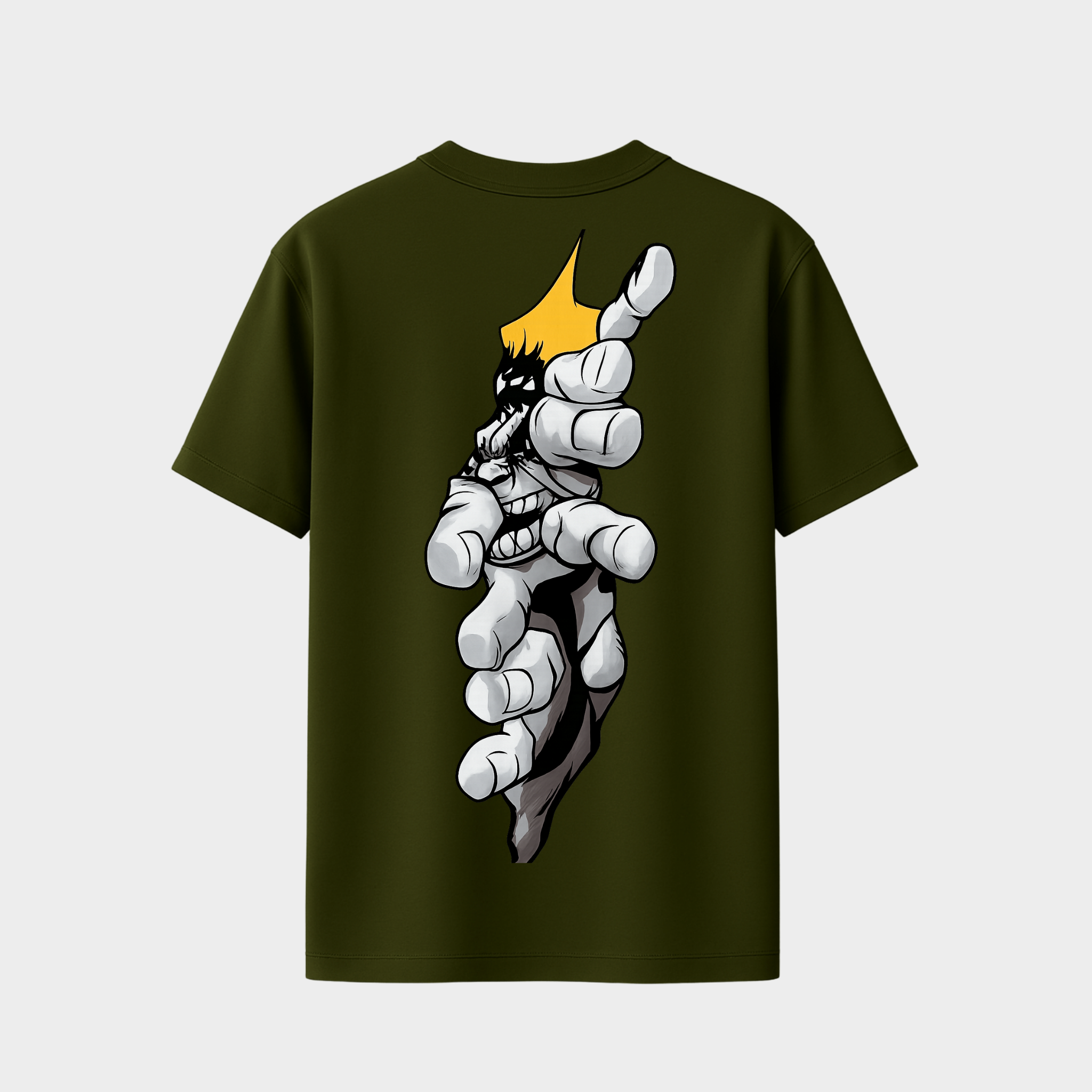 RichDaddy oversized Hulk graphic t-shirt miltery green back  view 240 GSM bio-wash cotton
