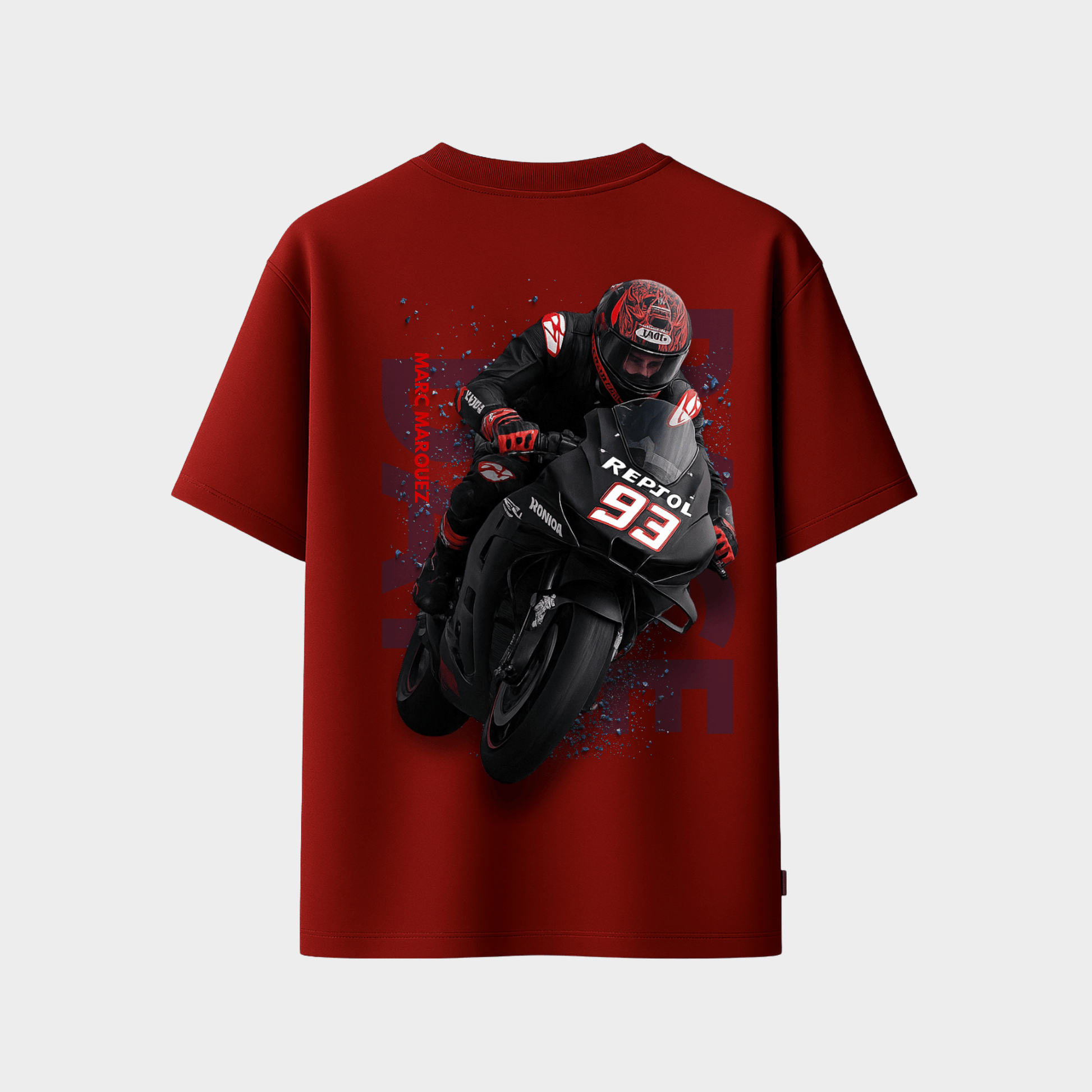 RichDaddy Raceday oversized t-shirt maroon back view 240 gsm cotton