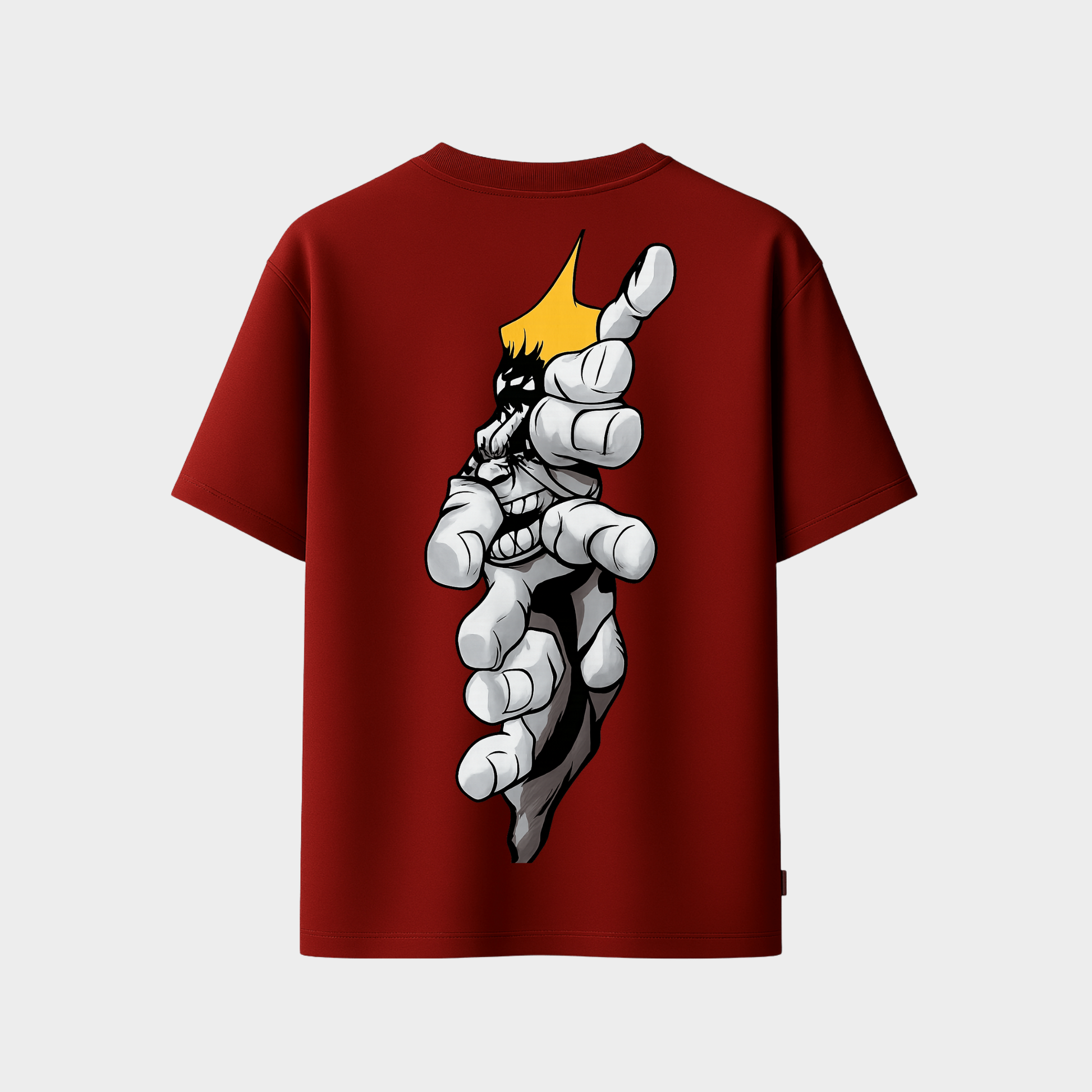 RichDaddy oversized Hulk graphic t-shirt maroon back  view 240 GSM bio-wash cotton

