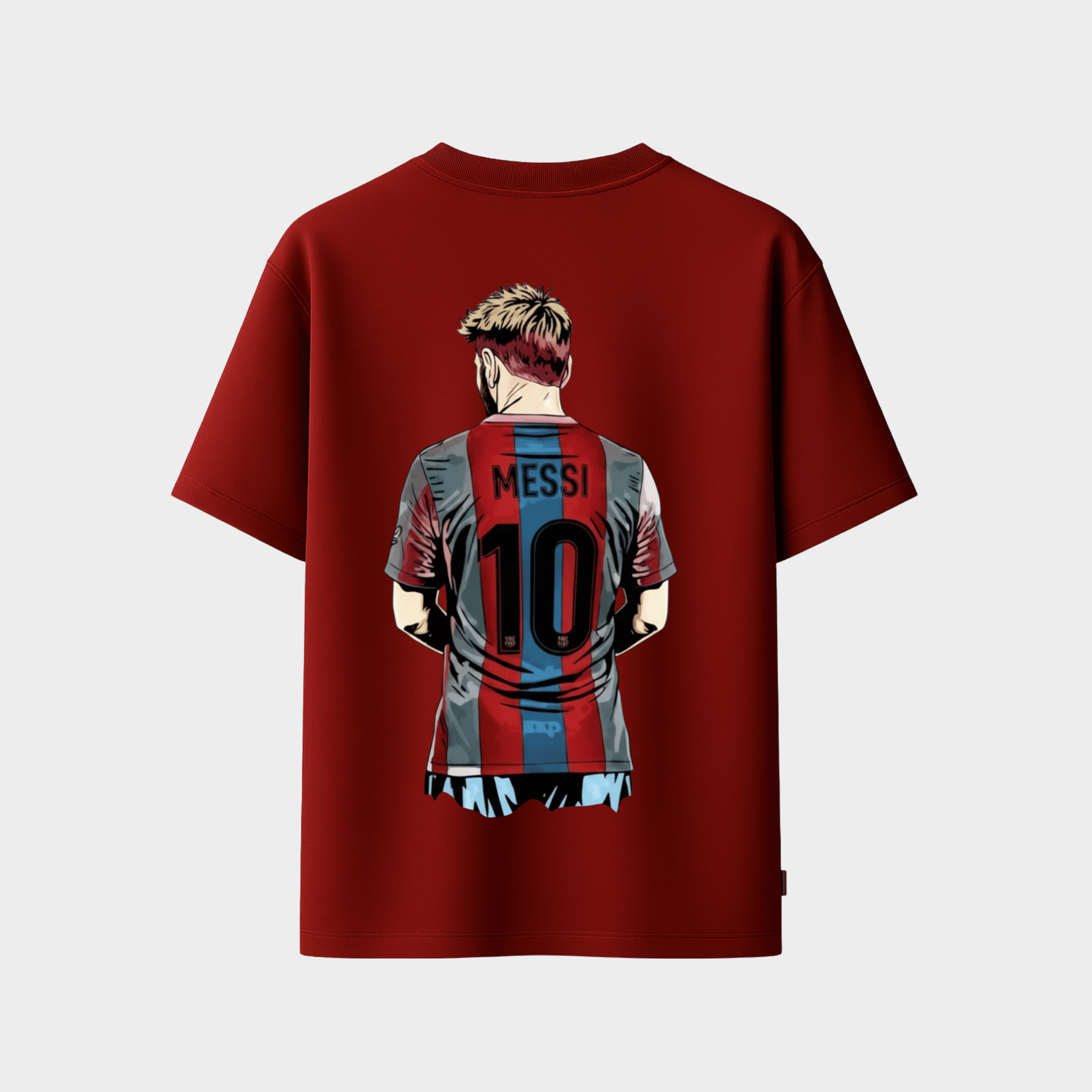RICHDADDY Messi inspired oversized football t shirt maroon