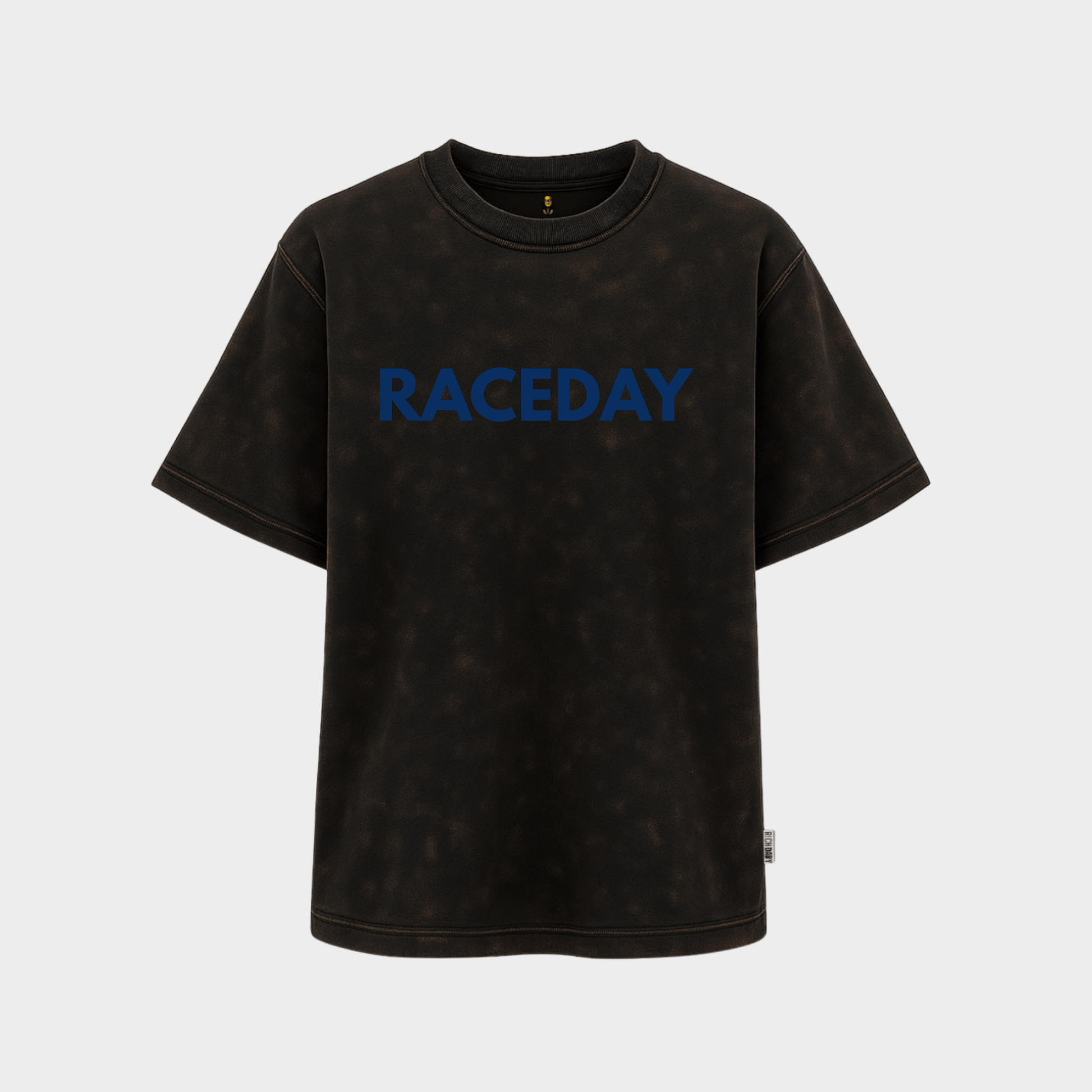 RichDaddy Raceday oversized t-shirt acidwash black front view 240 gsm cotton