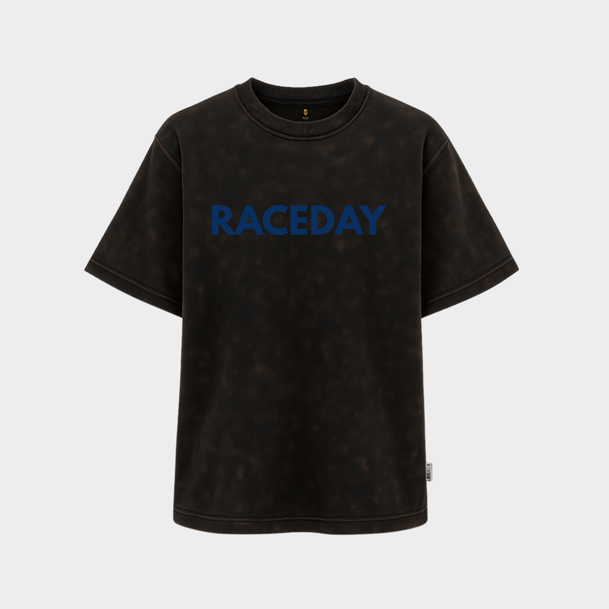 RichDaddy Raceday oversized t-shirt acidwash black front view 240 gsm cotton