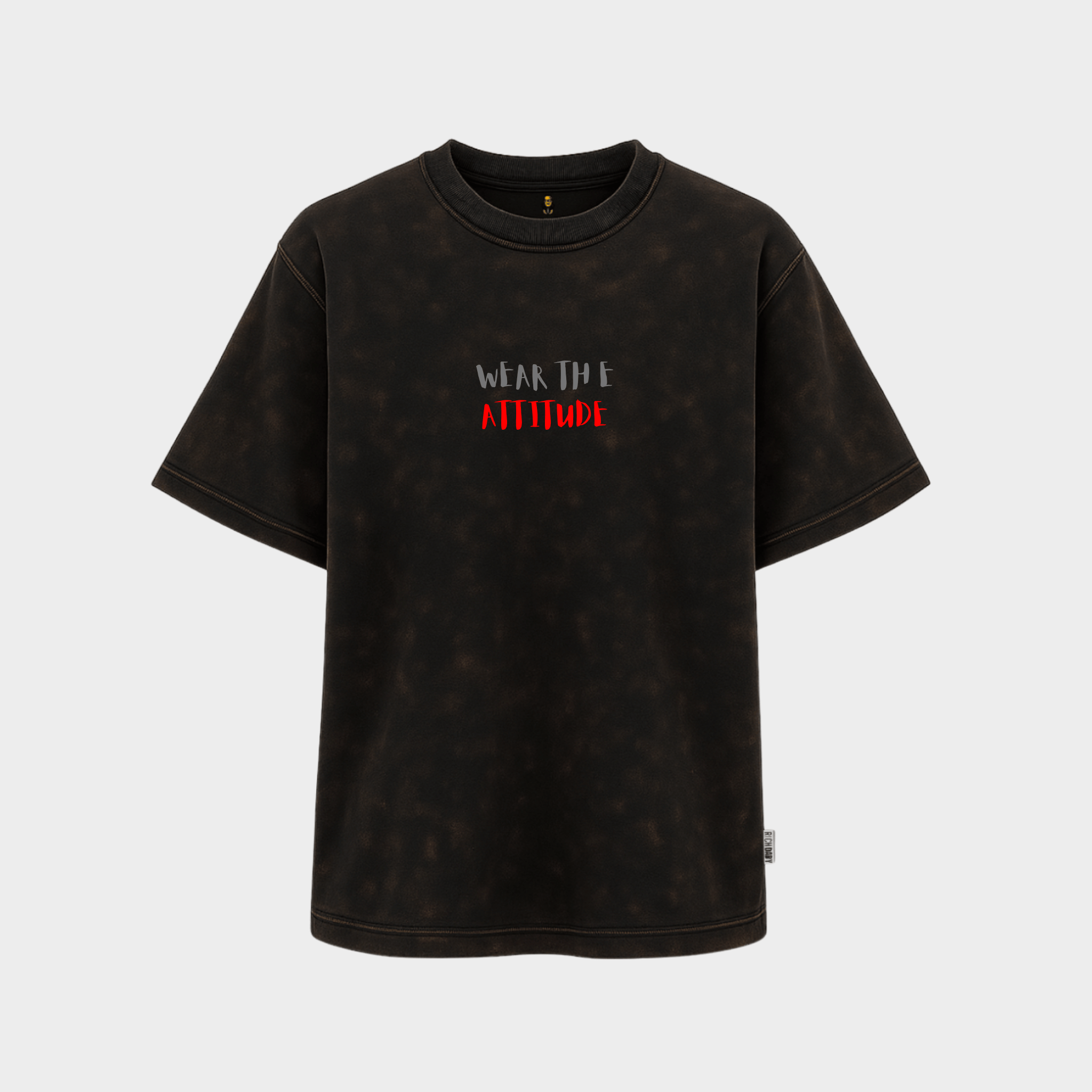 RichDaddy “Wear The Attitude” Oversized T-Shirt – 240 GSM Bio-Wash Cotton