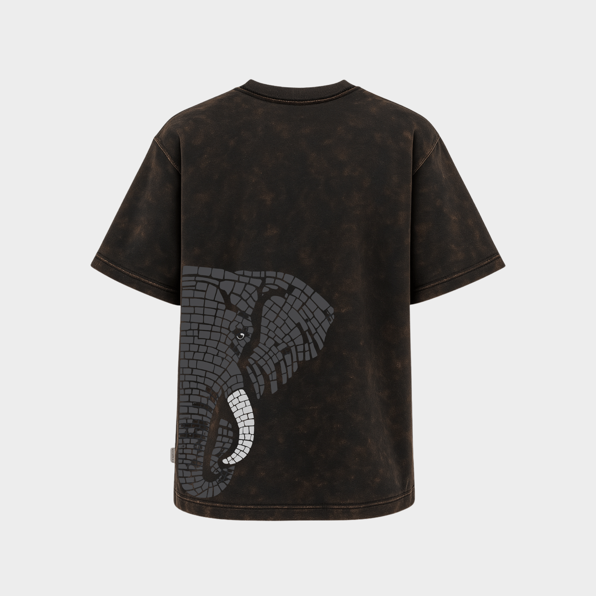 Richdaddy Thick Cotton T-Shirt | 240 GSM Bio-Wash, Fade-Proof  Eephant back Print