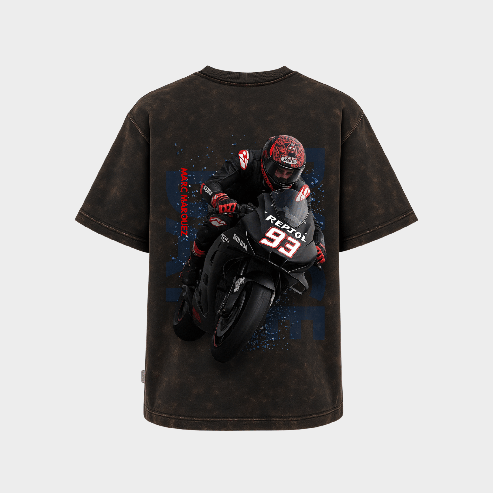 RichDaddy Raceday oversized t-shirt acidwash  back view 240 gsm cotton
