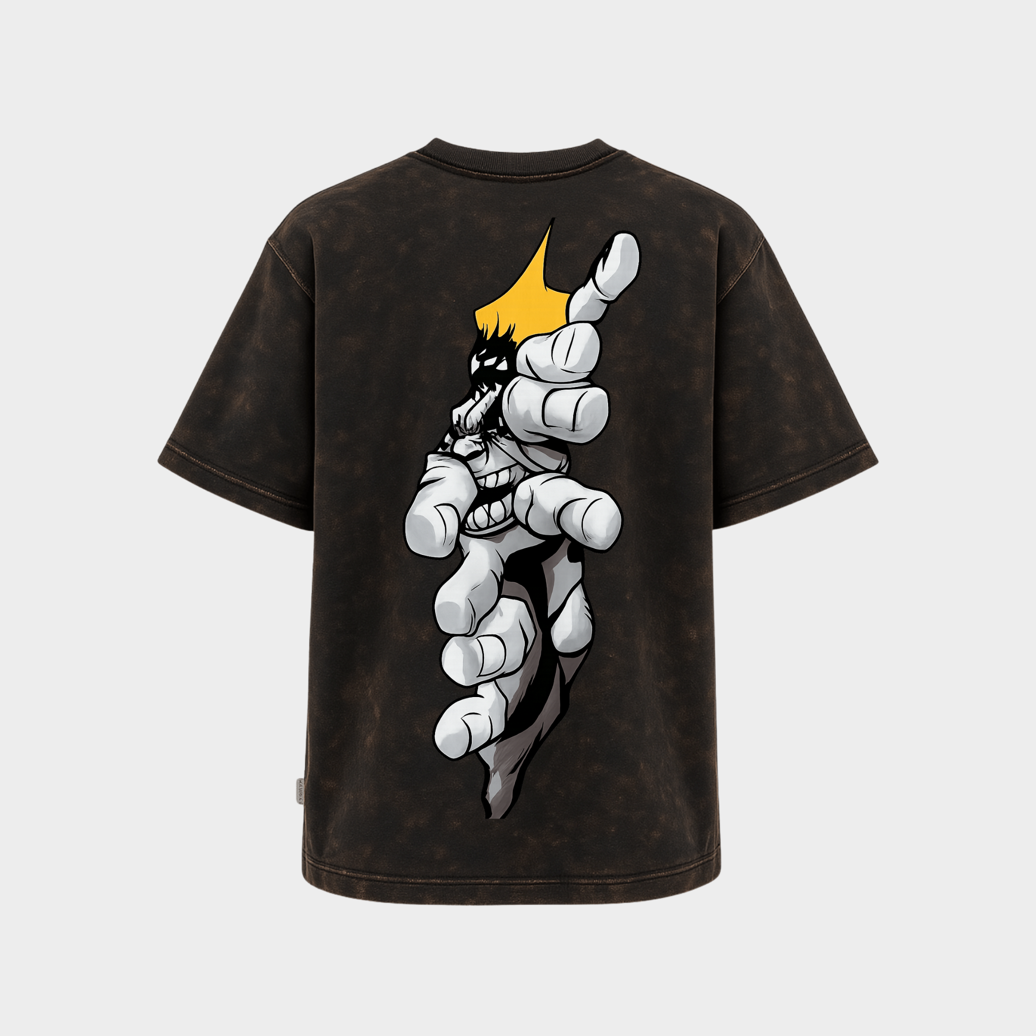 RichDaddy oversized Hulk graphic t-shirt acidwash black back  view 240 GSM bio-wash cotton