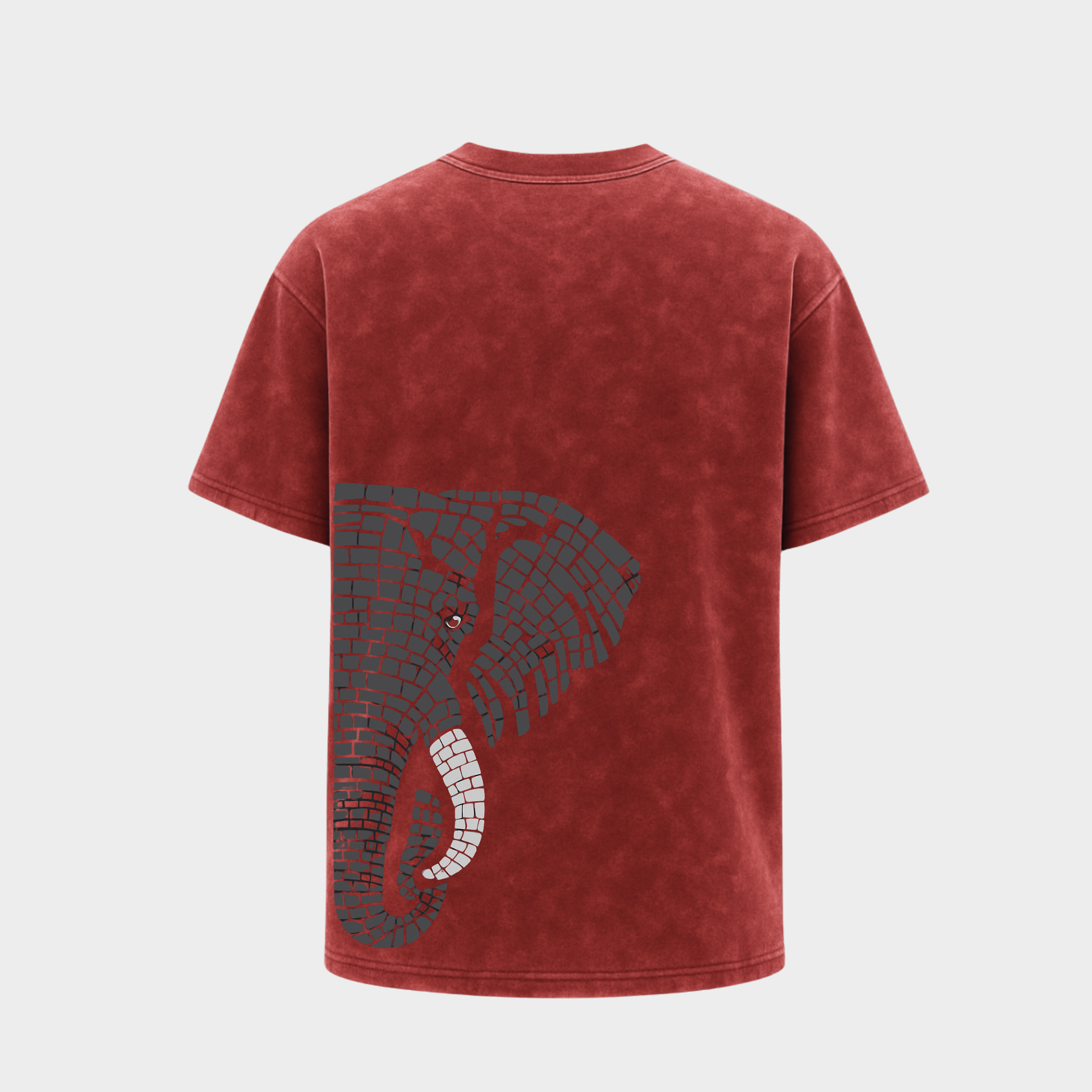 Richdaddy Thick Cotton T-Shirt | 240 GSM Bio-Wash, Fade-Proof  Eephant back Print