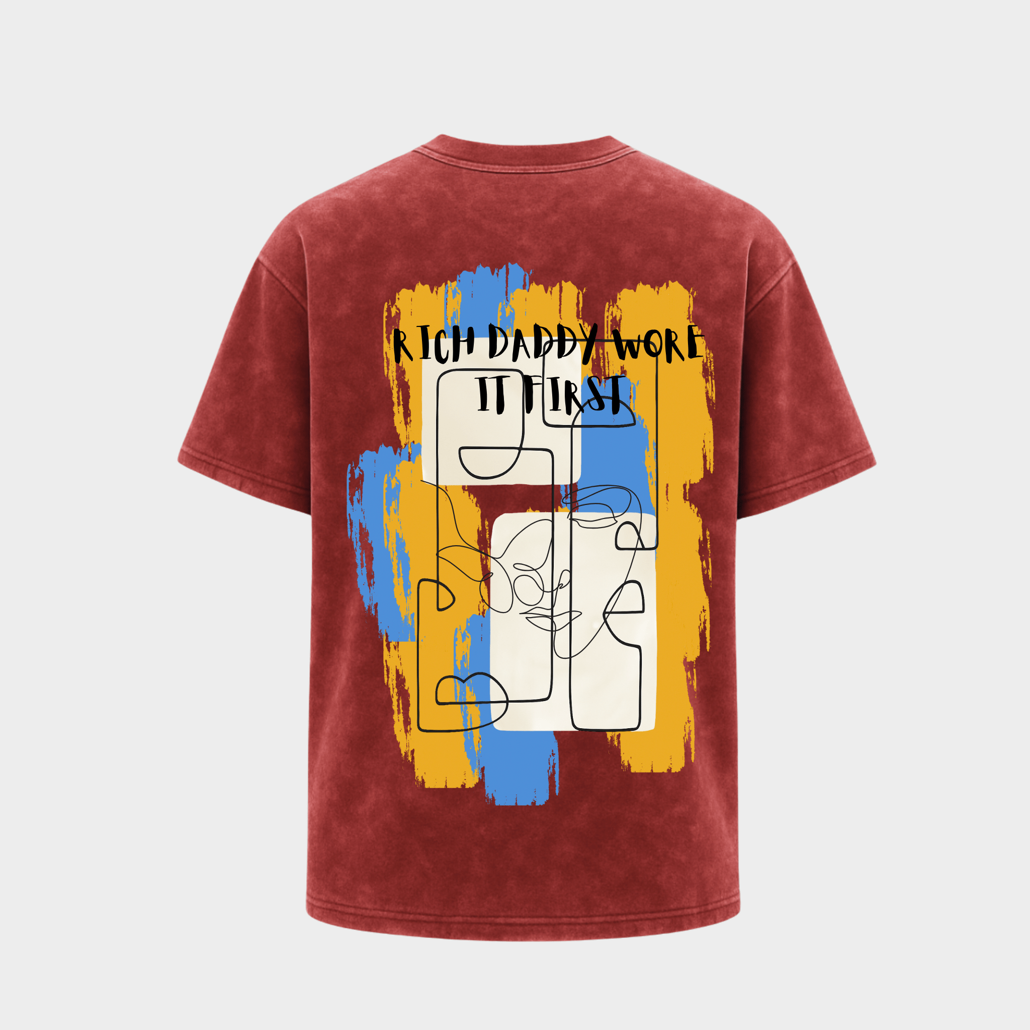 ACIDWASH MAROON t-shirt with colorful graphic design and text