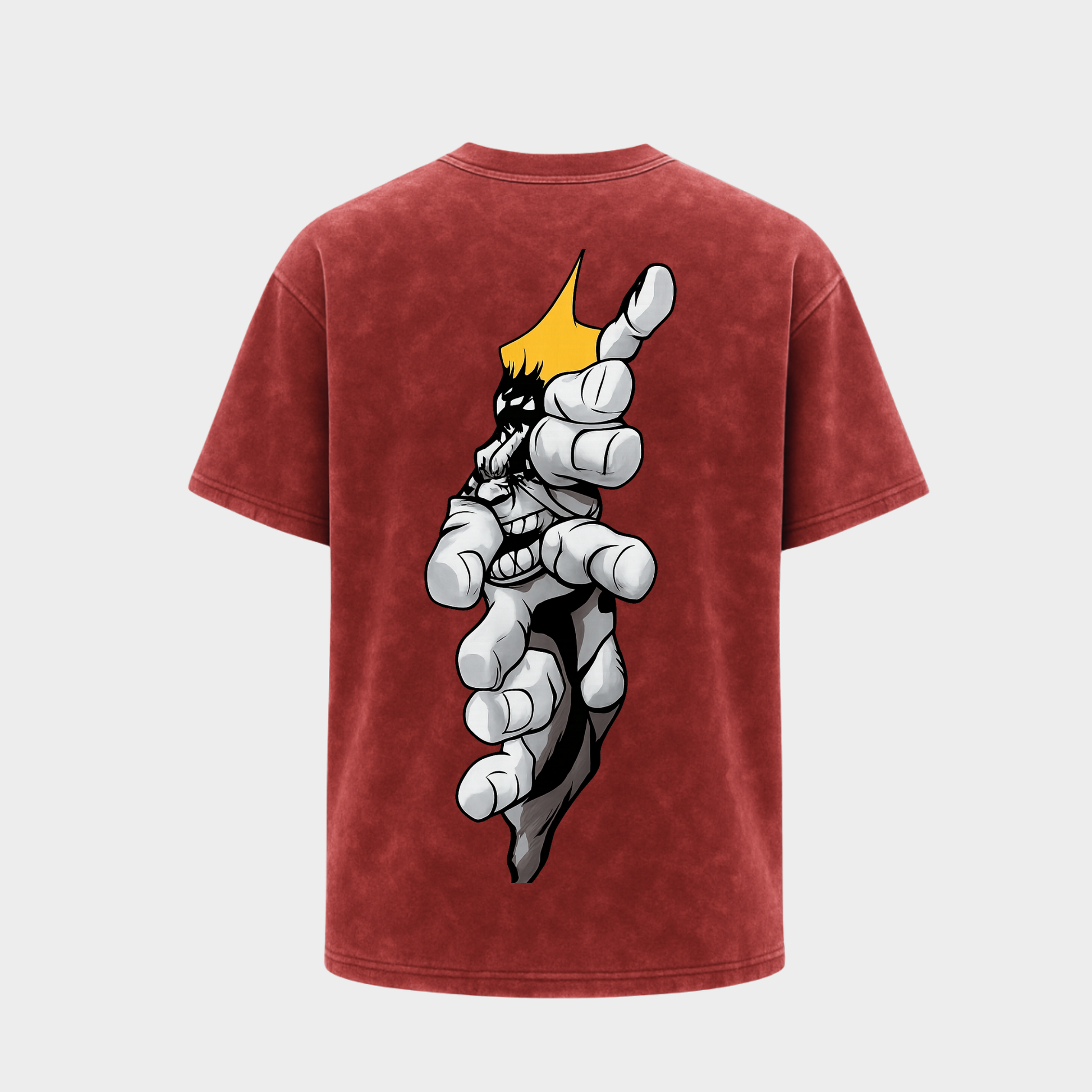 RichDaddy oversized Hulk graphic t-shirt acidash maroon back  view 240 GSM bio-wash cotton

