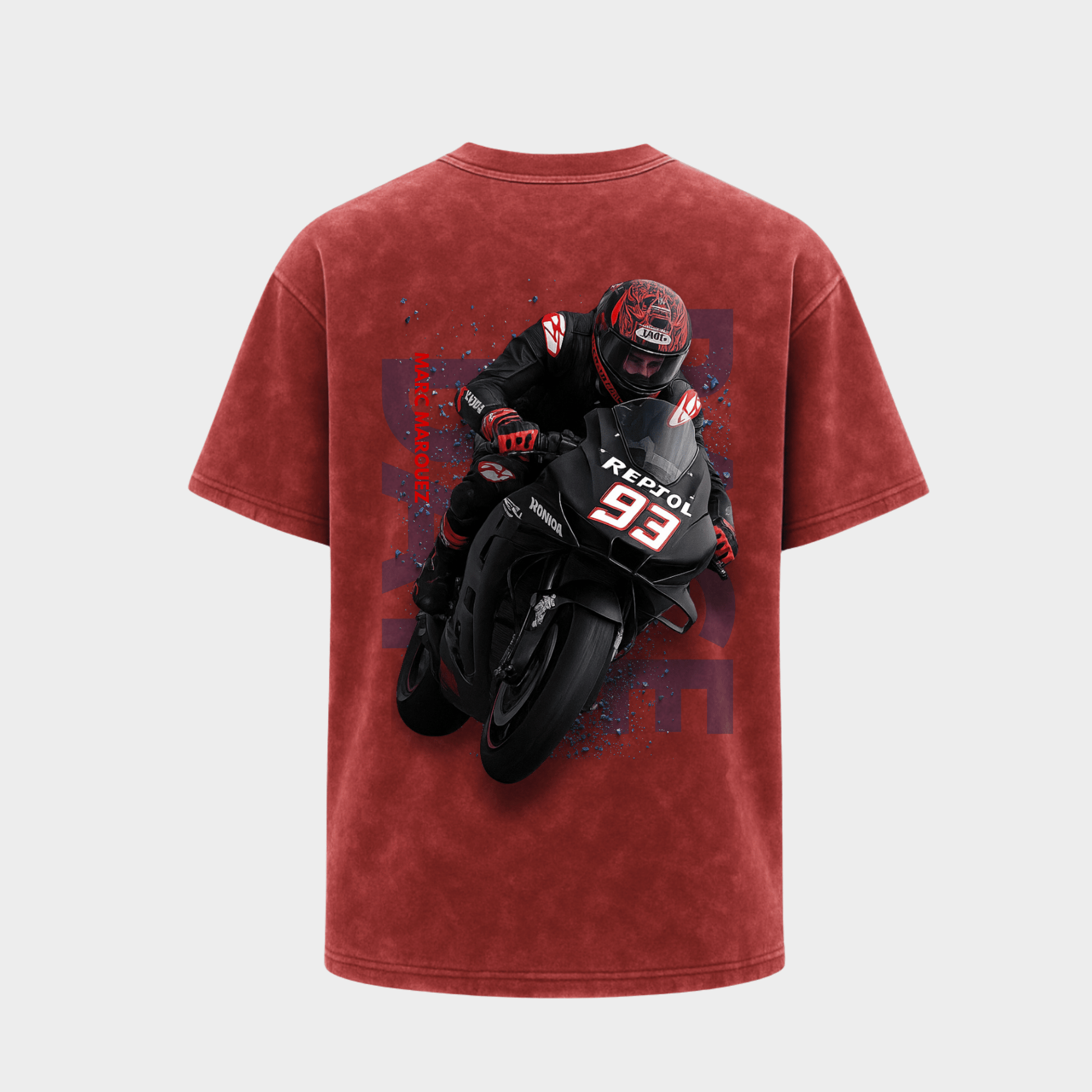 RichDaddy Raceday oversized t-shirt maroon back view 240 gsm cotton