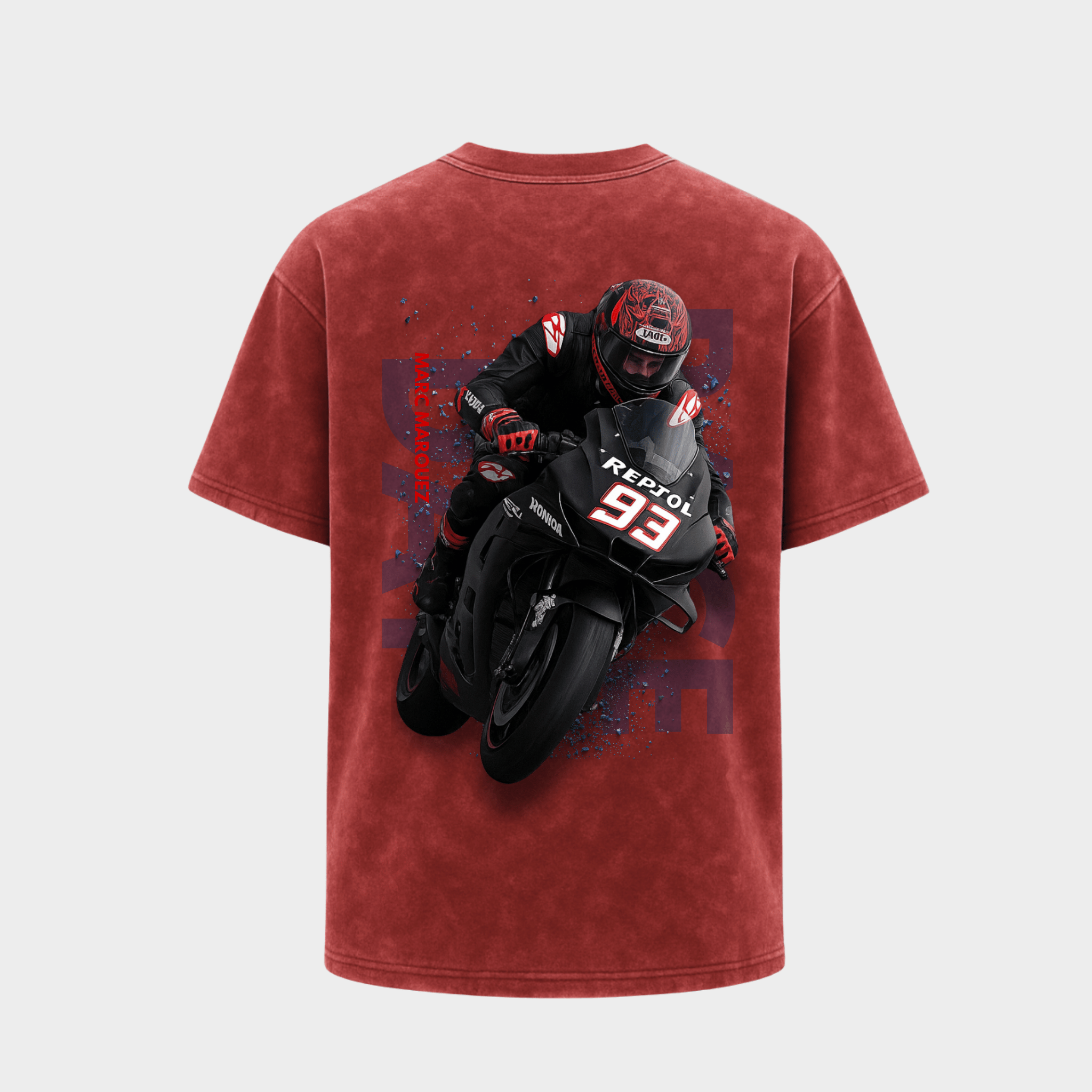 RichDaddy Raceday oversized t-shirt maroon back view 240 gsm cotton