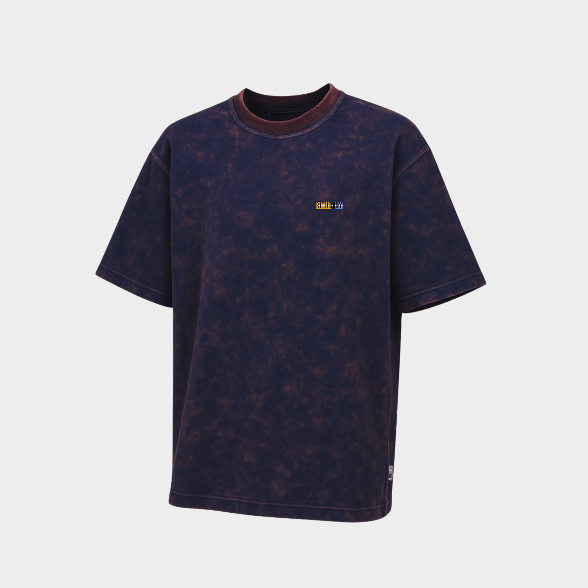 acidwash Navy blue t-shirt with a small yellow logo