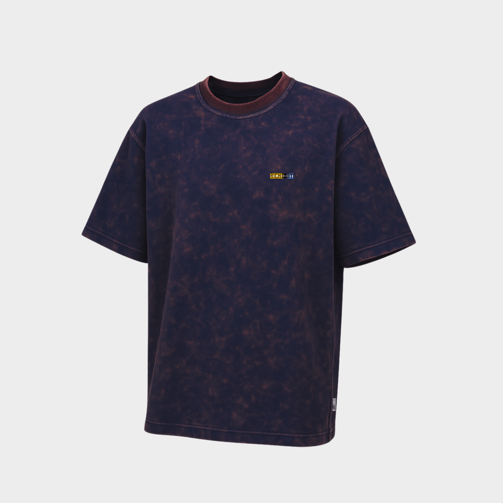 acidwash Navy blue t-shirt with a small yellow logo