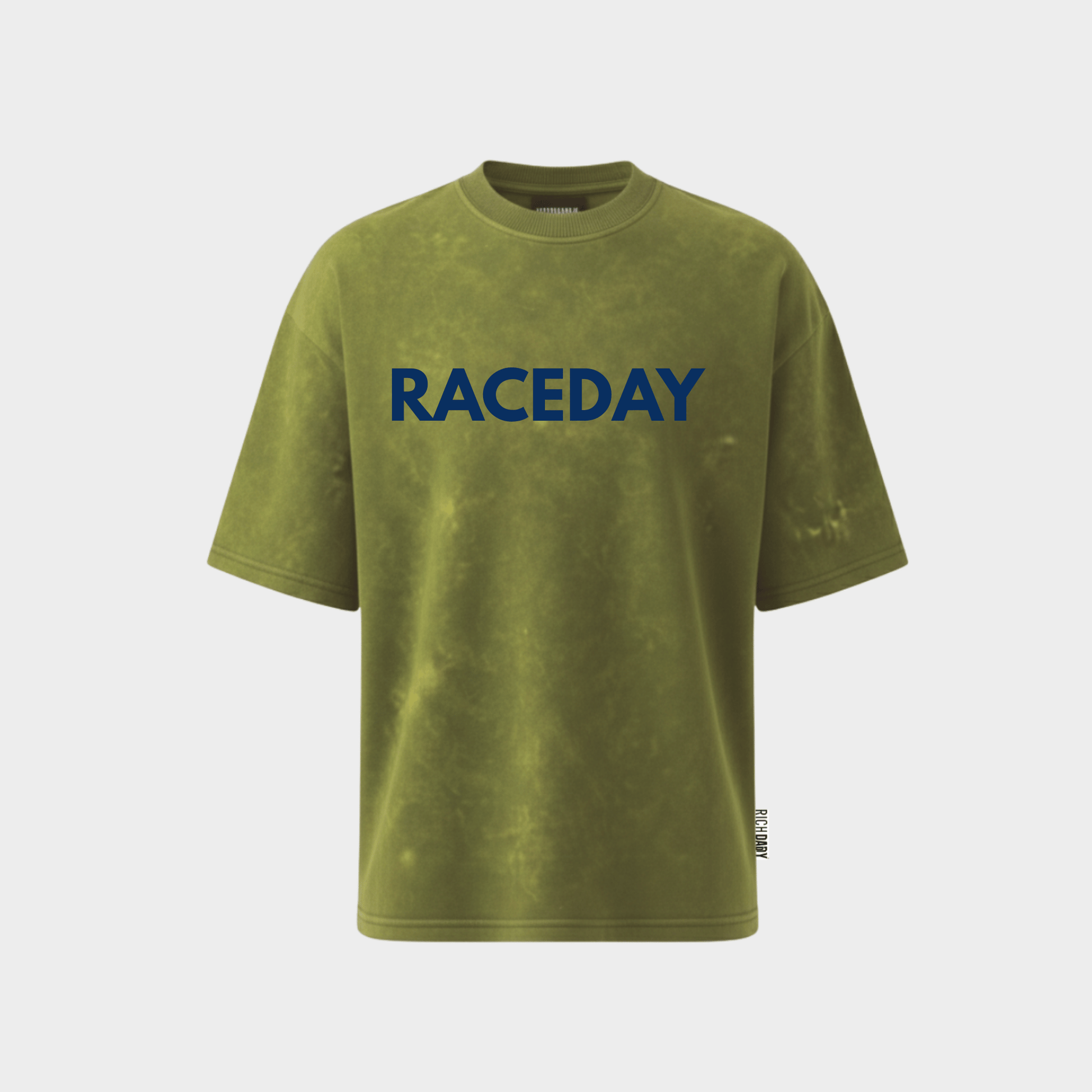 RichDaddy Raceday oversized t-shirt acidwash miltery green view 240 gsm cotton