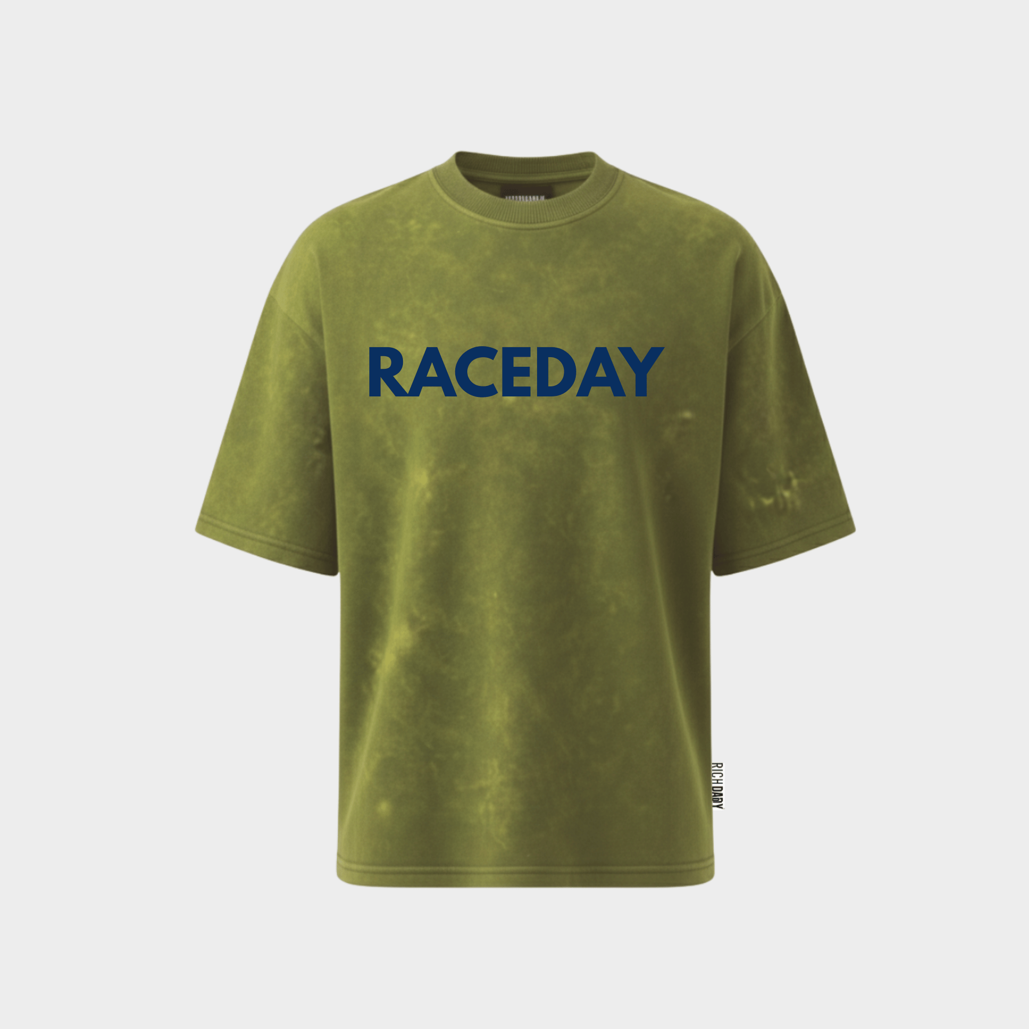 RichDaddy Raceday oversized t-shirt acidwash miltery green view 240 gsm cotton