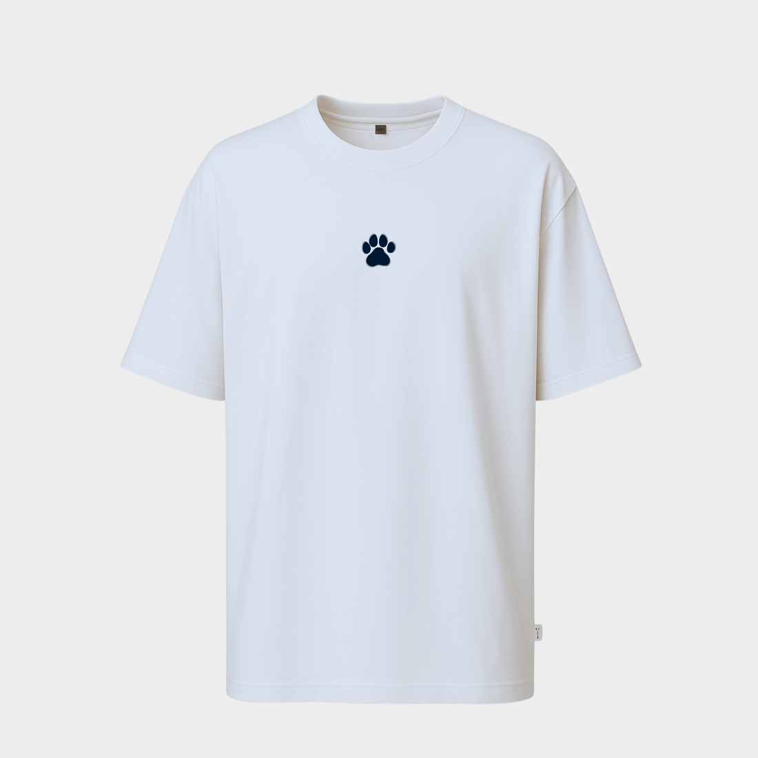 RichDaddy oversized white t-shirt front DOG PRINT 240 gsm bio-wash cotton
