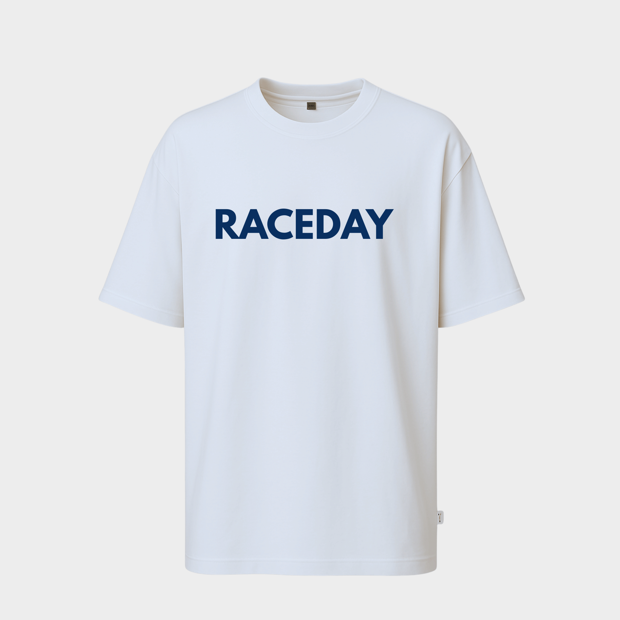 RichDaddy Raceday oversized t-shirt white front view 240 gsm cotton