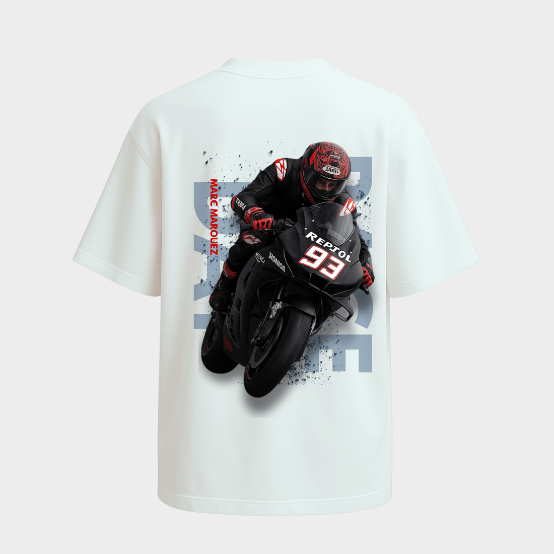 RichDaddy Raceday oversized t-shirt white back view 240 gsm cotton