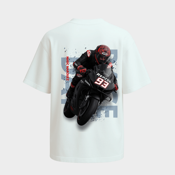 RichDaddy Raceday oversized t-shirt white back view 240 gsm cotton