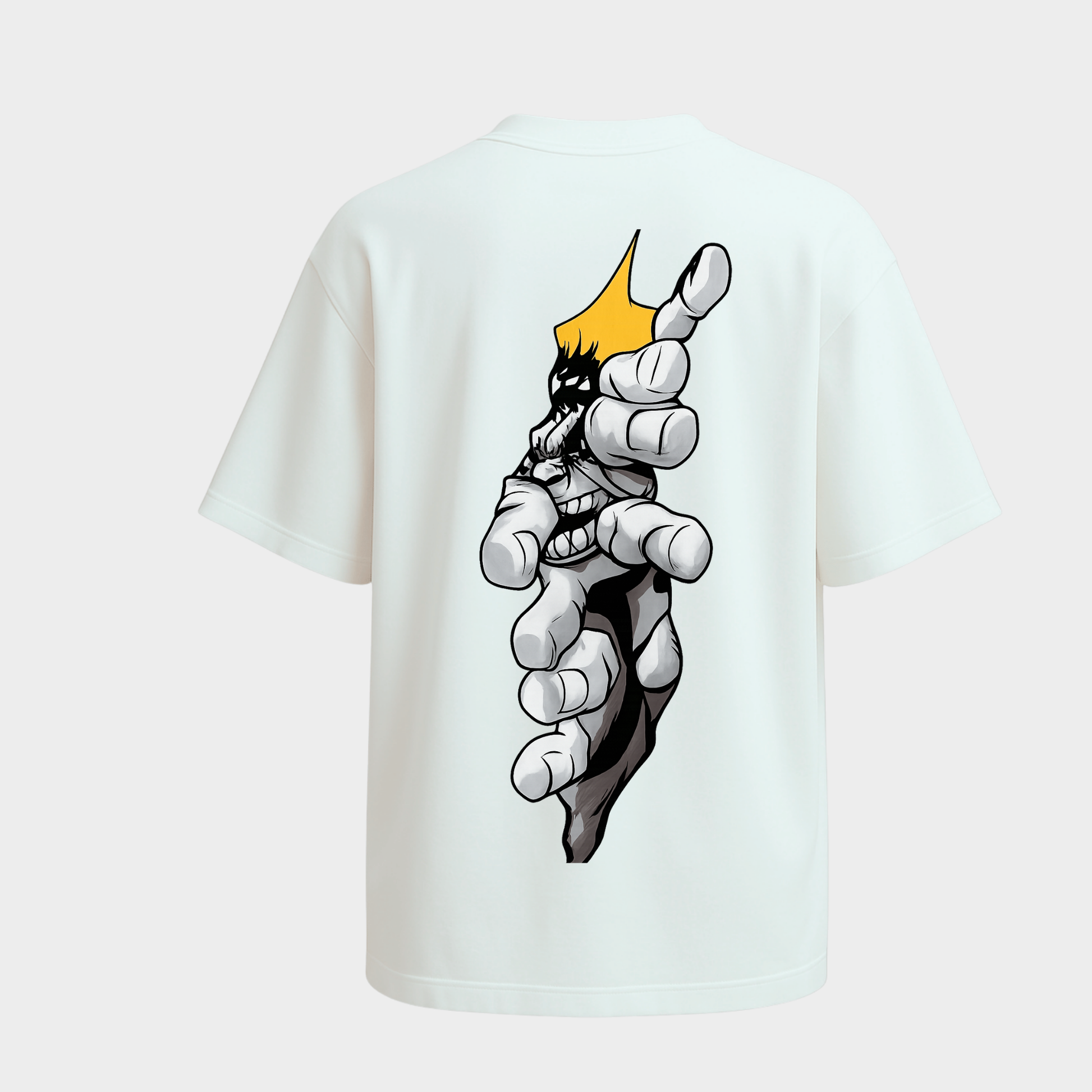 RichDaddy oversized Hulk graphic t-shirt white back  view 240 GSM bio-wash cotton
