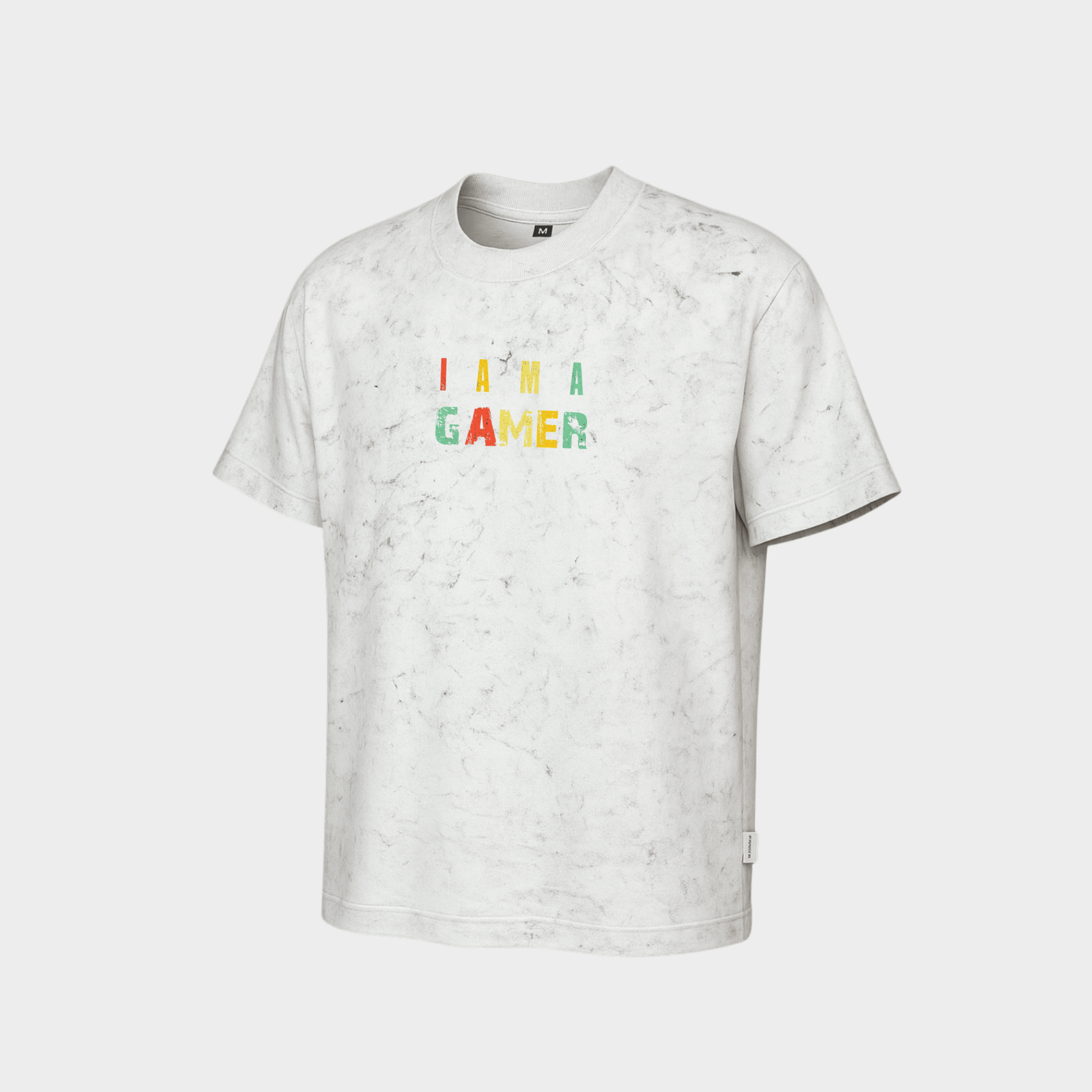 RichDaddy I Am A Gamer oversized t-shirt  ACIDASH WHITE front view 240 GSM cotton