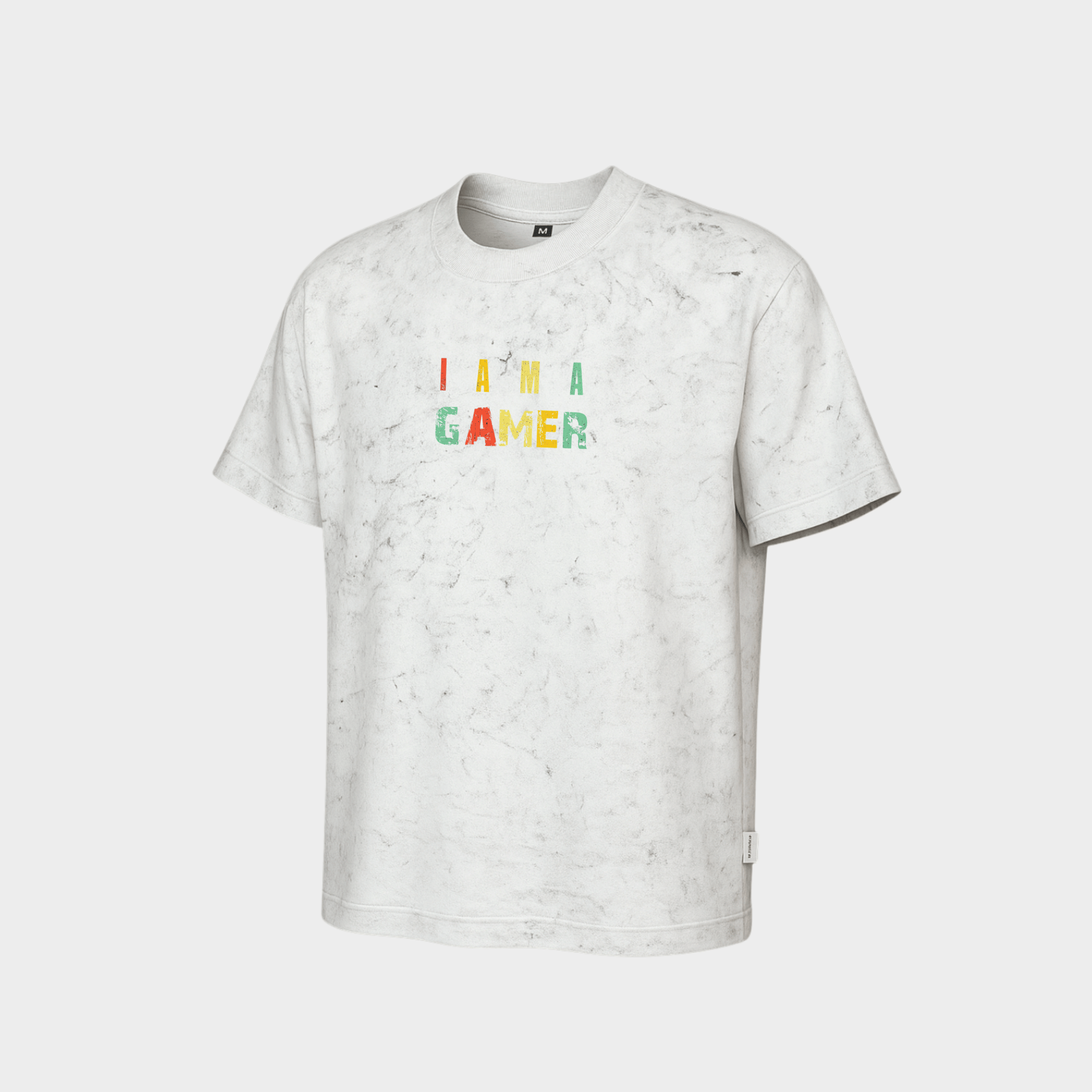RichDaddy I Am A Gamer oversized t-shirt  ACIDASH WHITE front view 240 GSM cotton