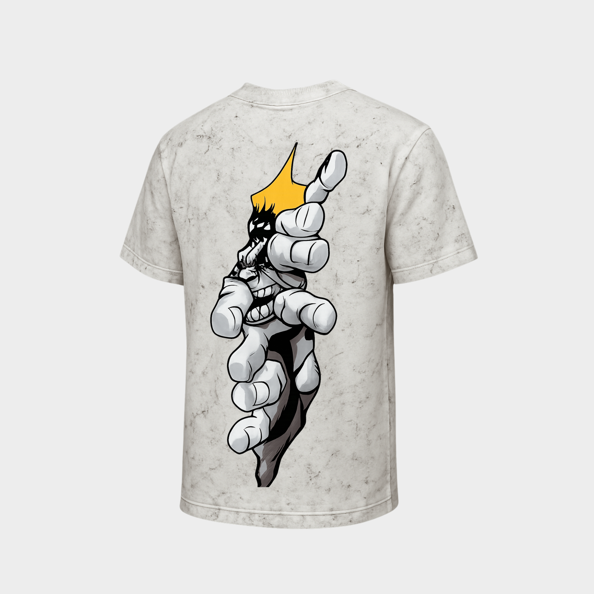 RichDaddy oversized Hulk graphic t-shirtacidwash white back  view 240 GSM bio-wash cotton
