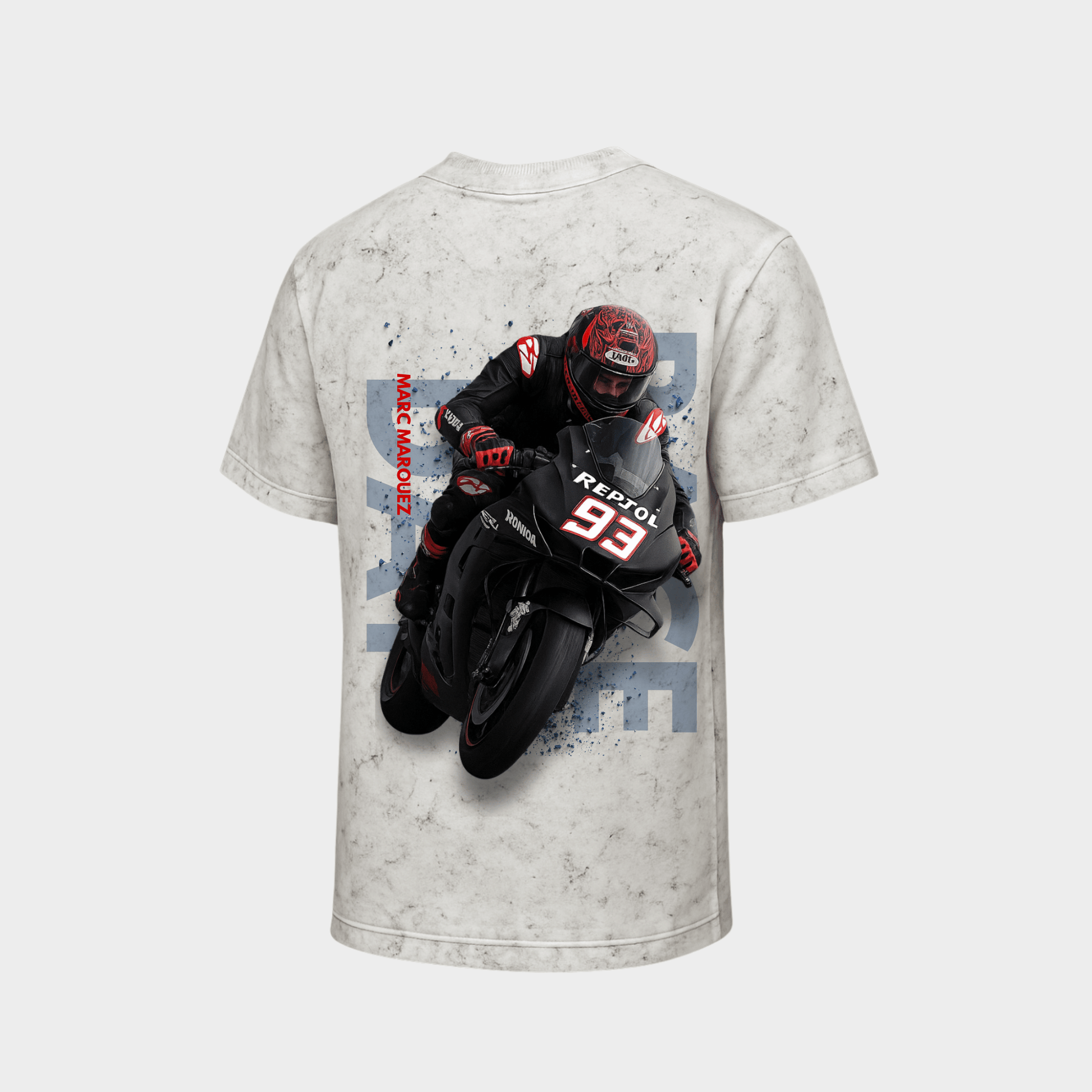 RichDaddy Raceday oversized t-shirt acidwash white back view 240 gsm cotton