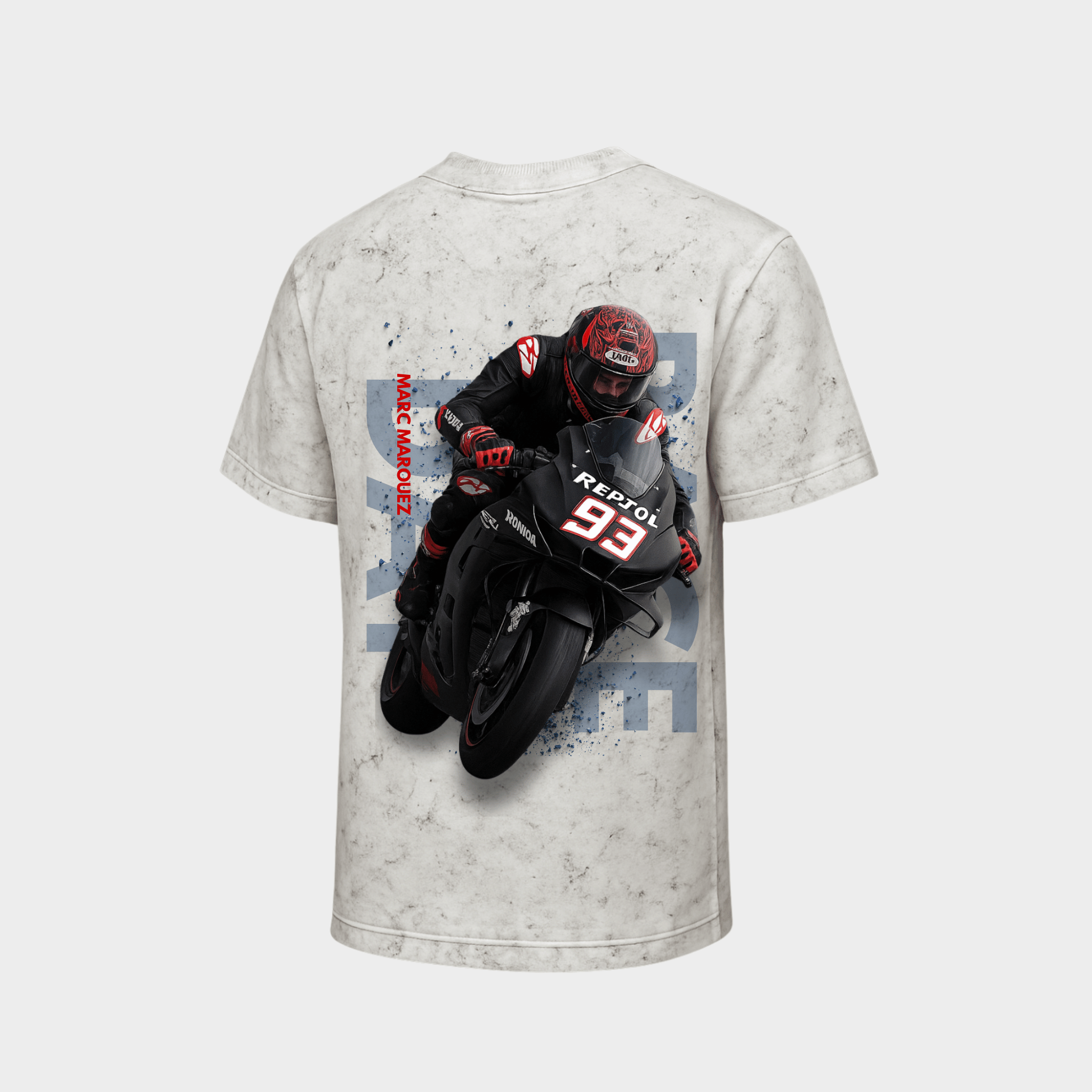RichDaddy Raceday oversized t-shirt acidwash white back view 240 gsm cotton