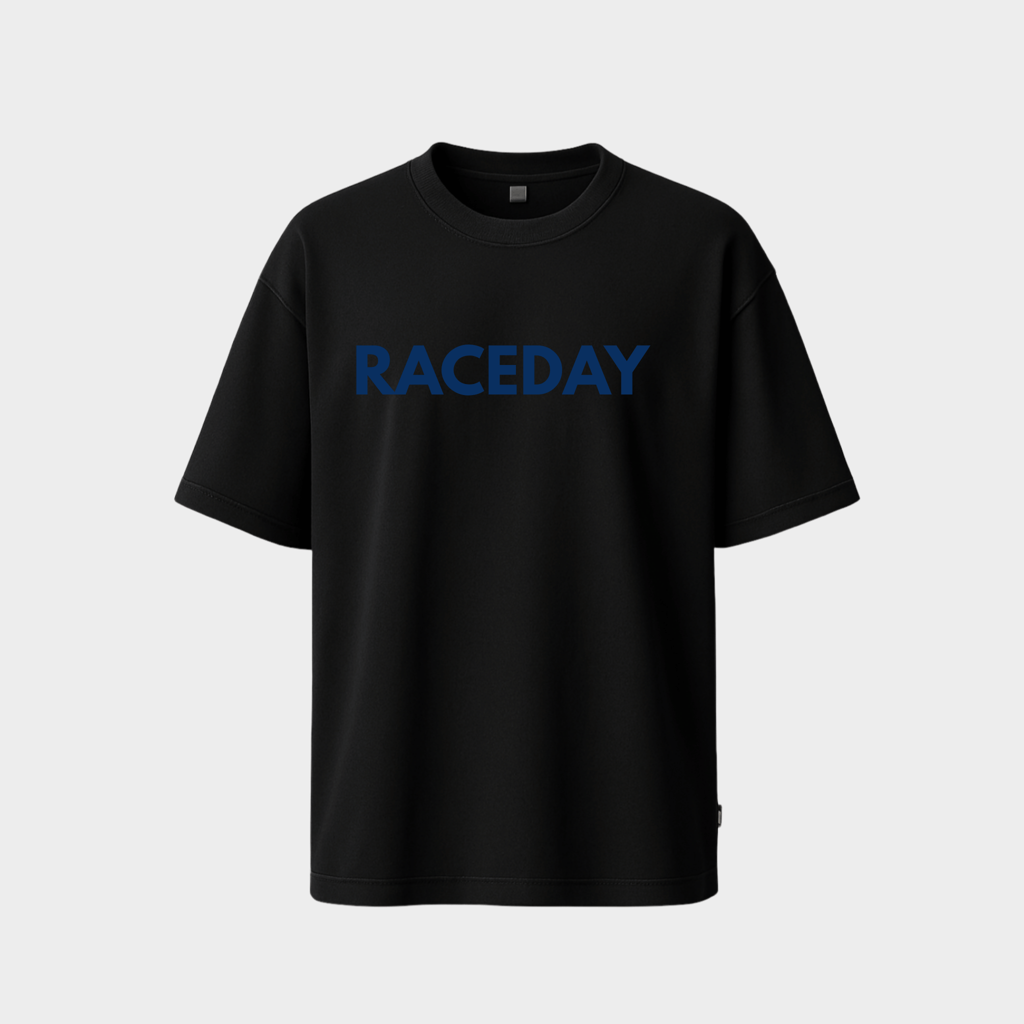 RichDaddy Raceday oversized t-shirt black front view 240 gsm cotton