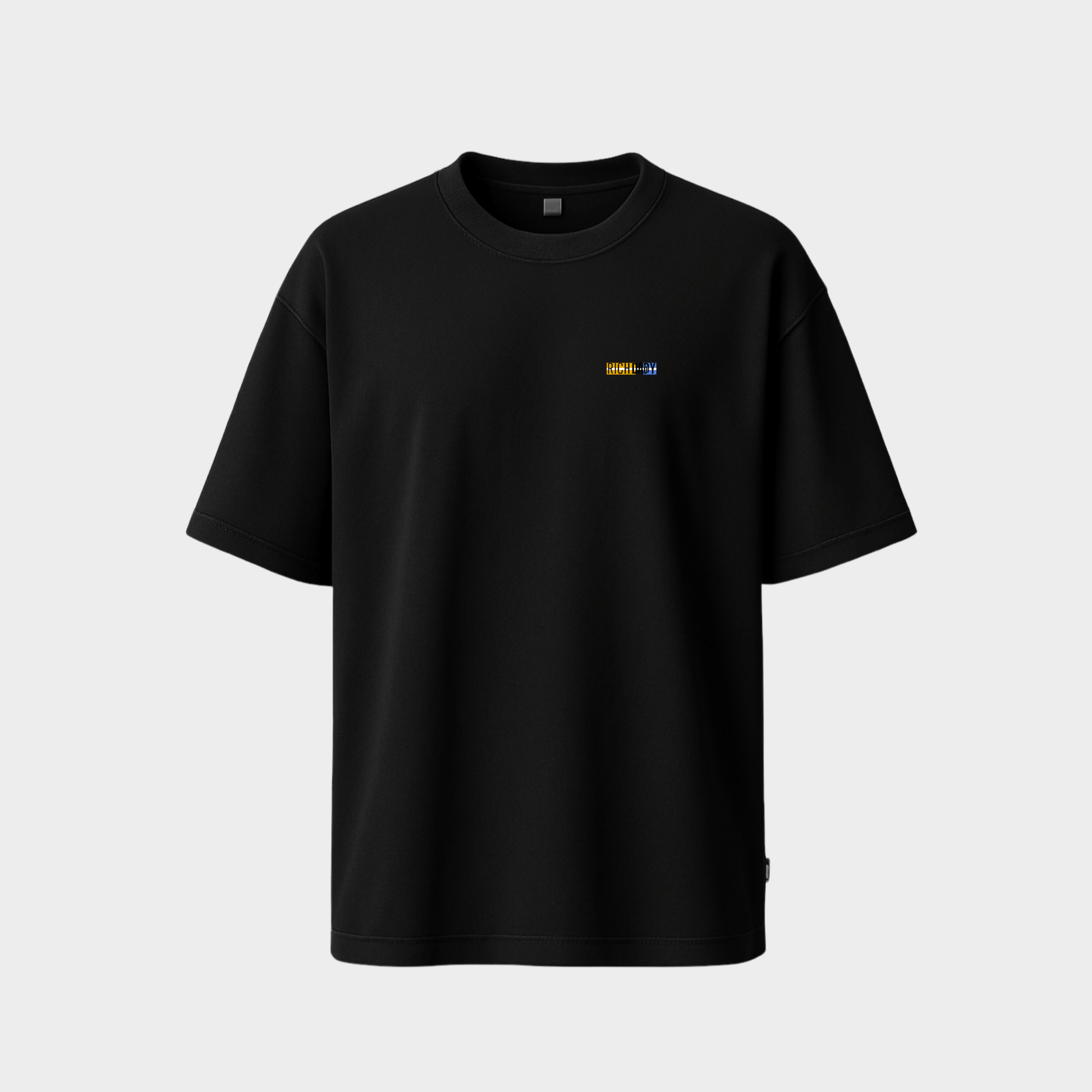 Black t-shirt with a small logo