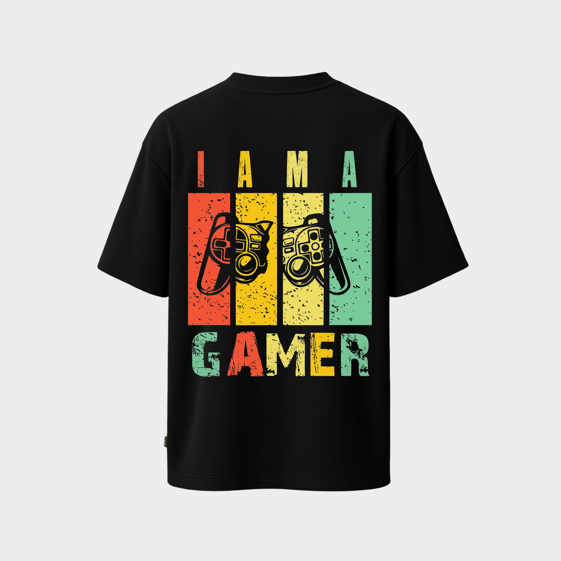 RichDaddy I Am A Gamer oversized t-shirt BLACK baack view 240 GSM cotton