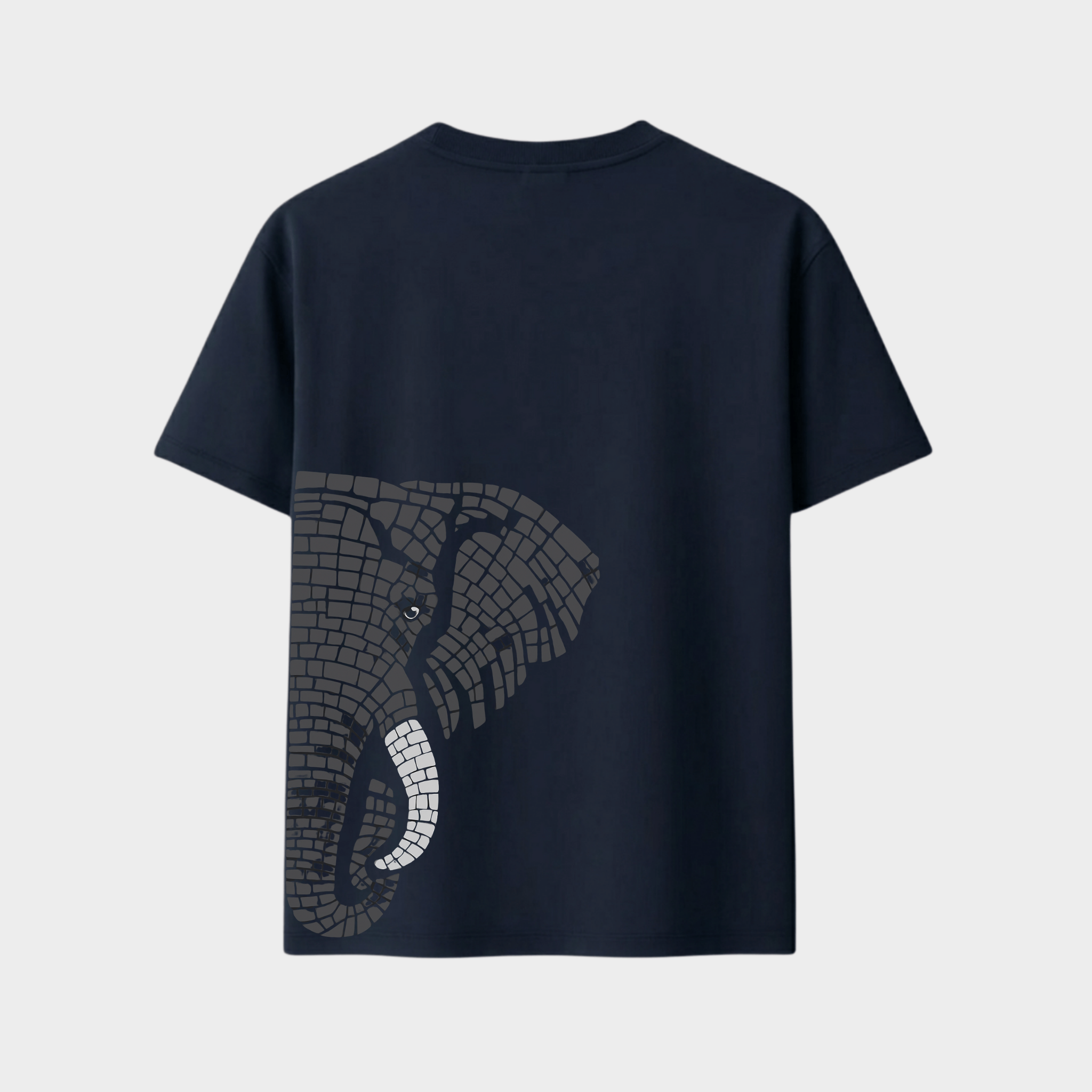 Richdaddy Thick Cotton T-Shirt | 240 GSM Bio-Wash, Fade-Proof  Eephant back Print