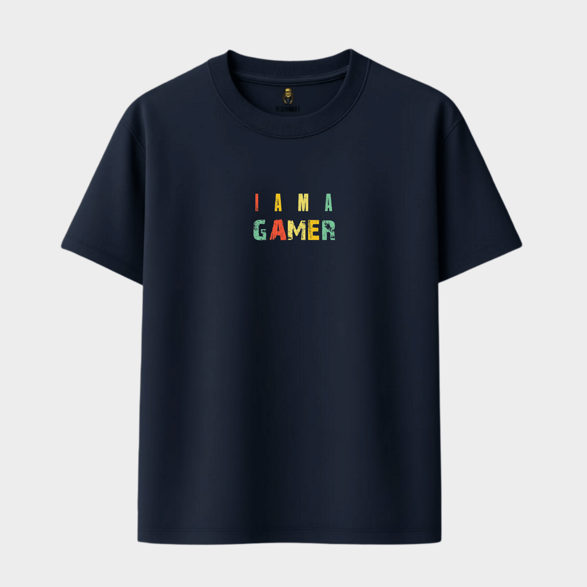 RichDaddy I Am A Gamer oversized t-shirt NAVY BLUE front view 240 GSM cotton