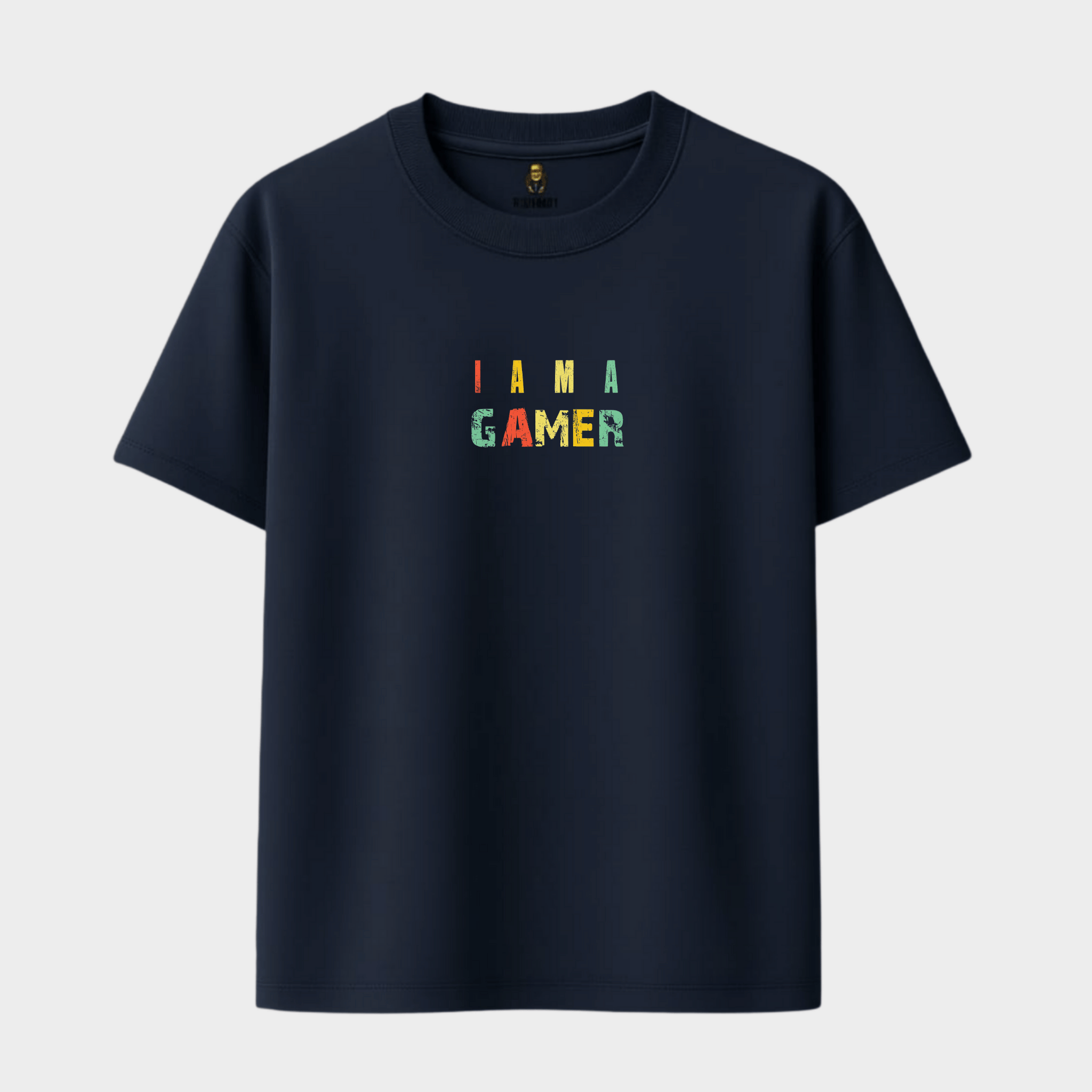 RichDaddy I Am A Gamer oversized t-shirt NAVY BLUE front view 240 GSM cotton