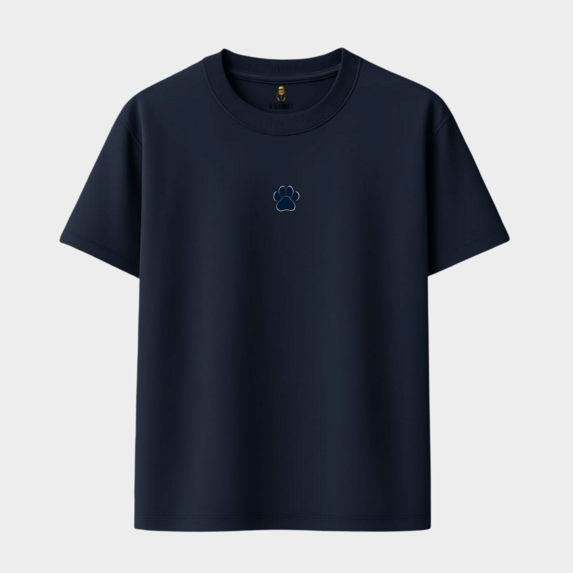 RichDaddy oversized NAVYBLUE  t-shirt front DOG FOOT PRINT FRONT 240 gsm bio-wash cotton
