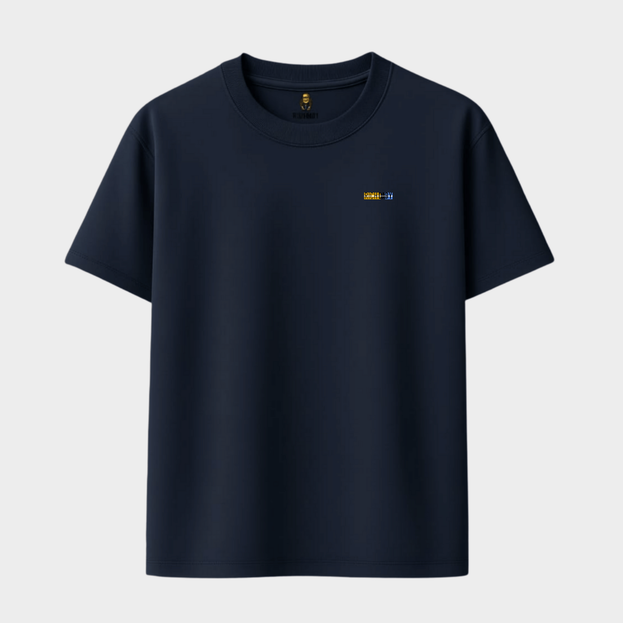 Navy blue t-shirt with a small logo 