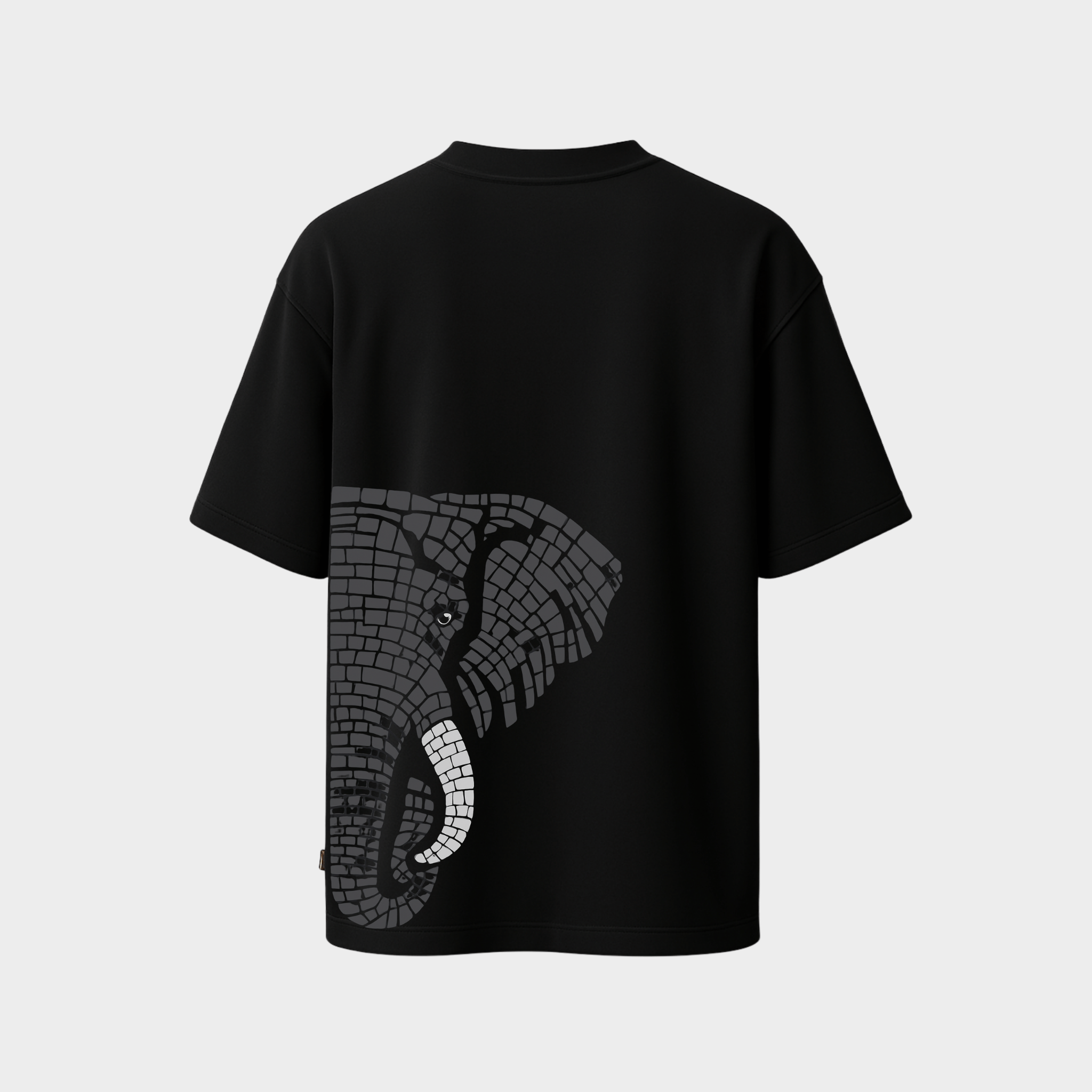 Richdaddy Thick Cotton T-Shirt | 240 GSM Bio-Wash, Fade-Proof  Eephant back Print