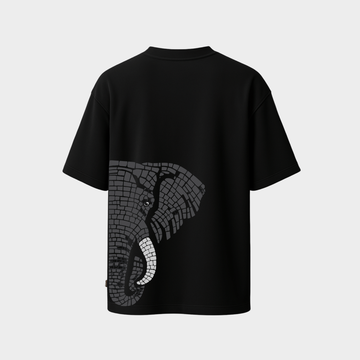 Richdaddy Thick Cotton T-Shirt | 240 GSM Bio-Wash, Fade-Proof  Eephant back Print