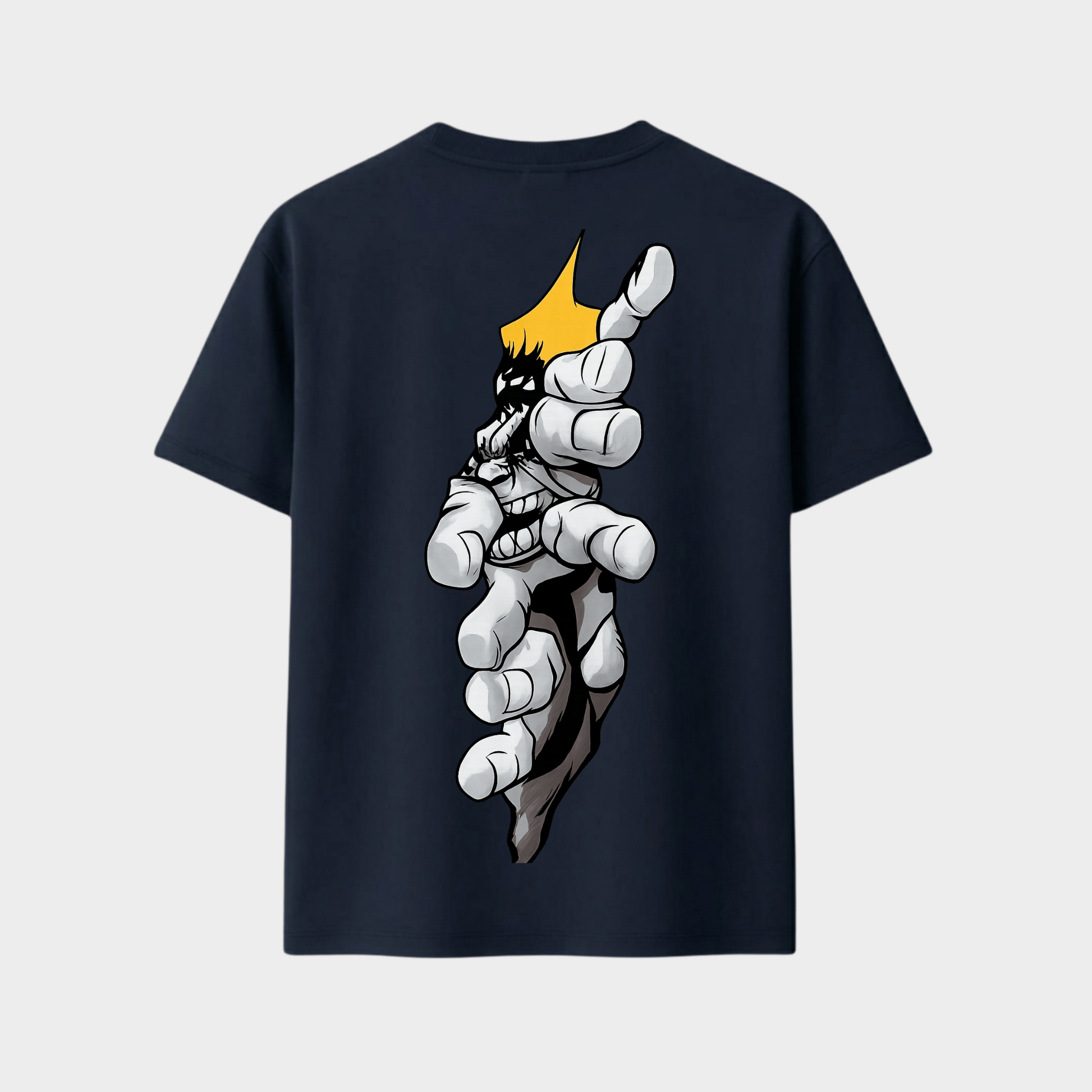 RichDaddy oversized Hulk printed graphic t-shirt navy blue back view 240 GSM bio-wash cotton
