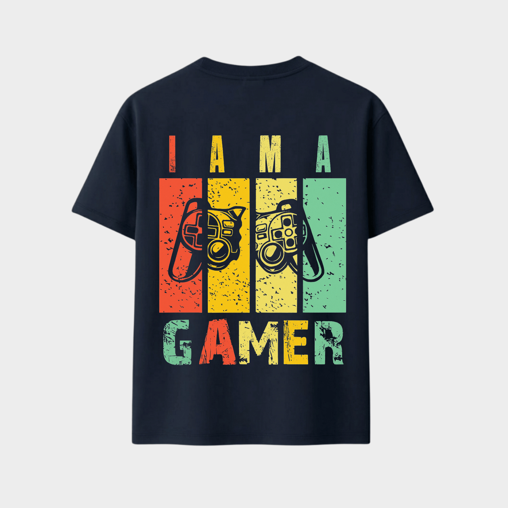RichDaddy I Am A Gamer oversized t-shirt NAVY BLUE back view 240 GSM cotton