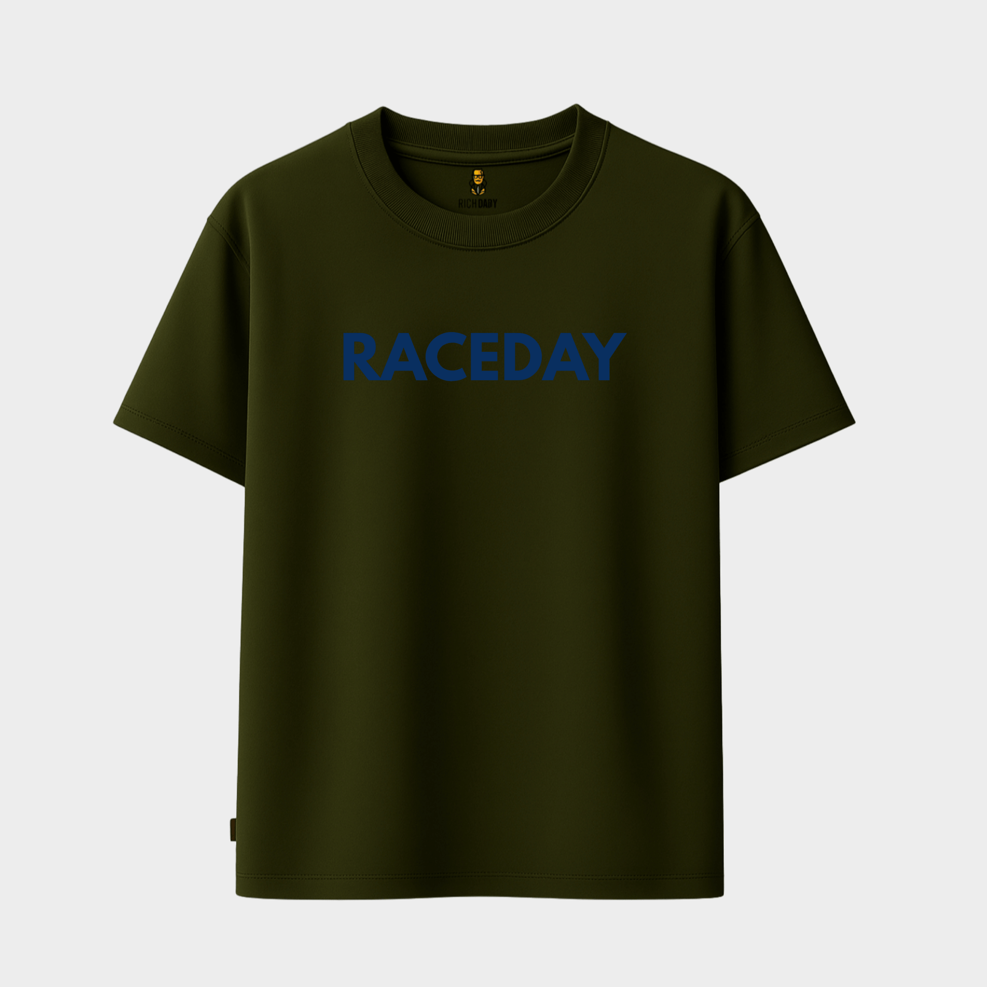 RichDaddy Raceday oversized t-shirt miltery green front view 240 gsm cotton