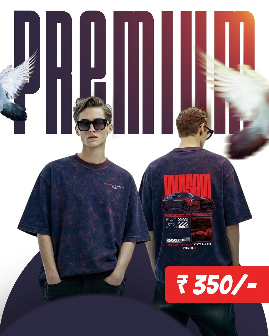 Premium Acid Wash Oversized T-Shirt – “PREMIUM NISSAN Graphic” Streetwear Tee