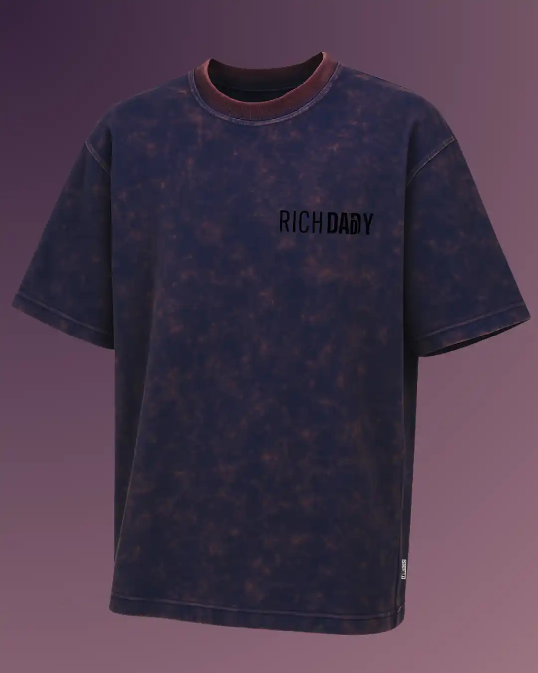 Oversized Navy Blue Acid wash cotton T-shirt 240 GSM from Rich Daddy Kerala and India.