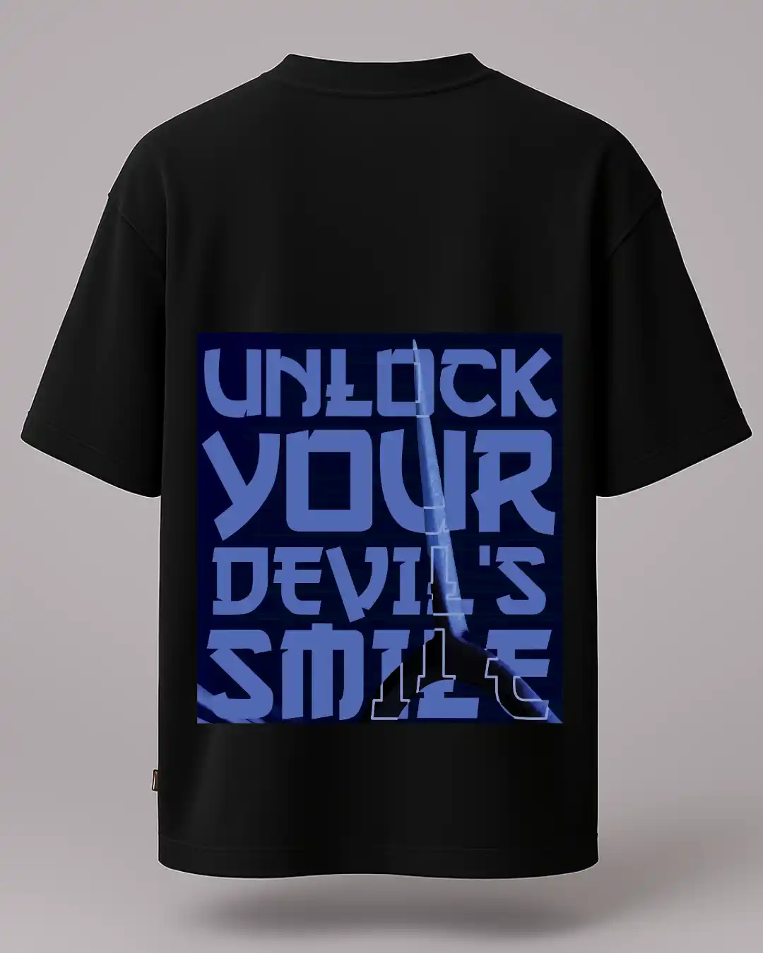 five sleeve T-Shirts back printed 100% cotton 240 GSM-Acid Wash Black DEVIL