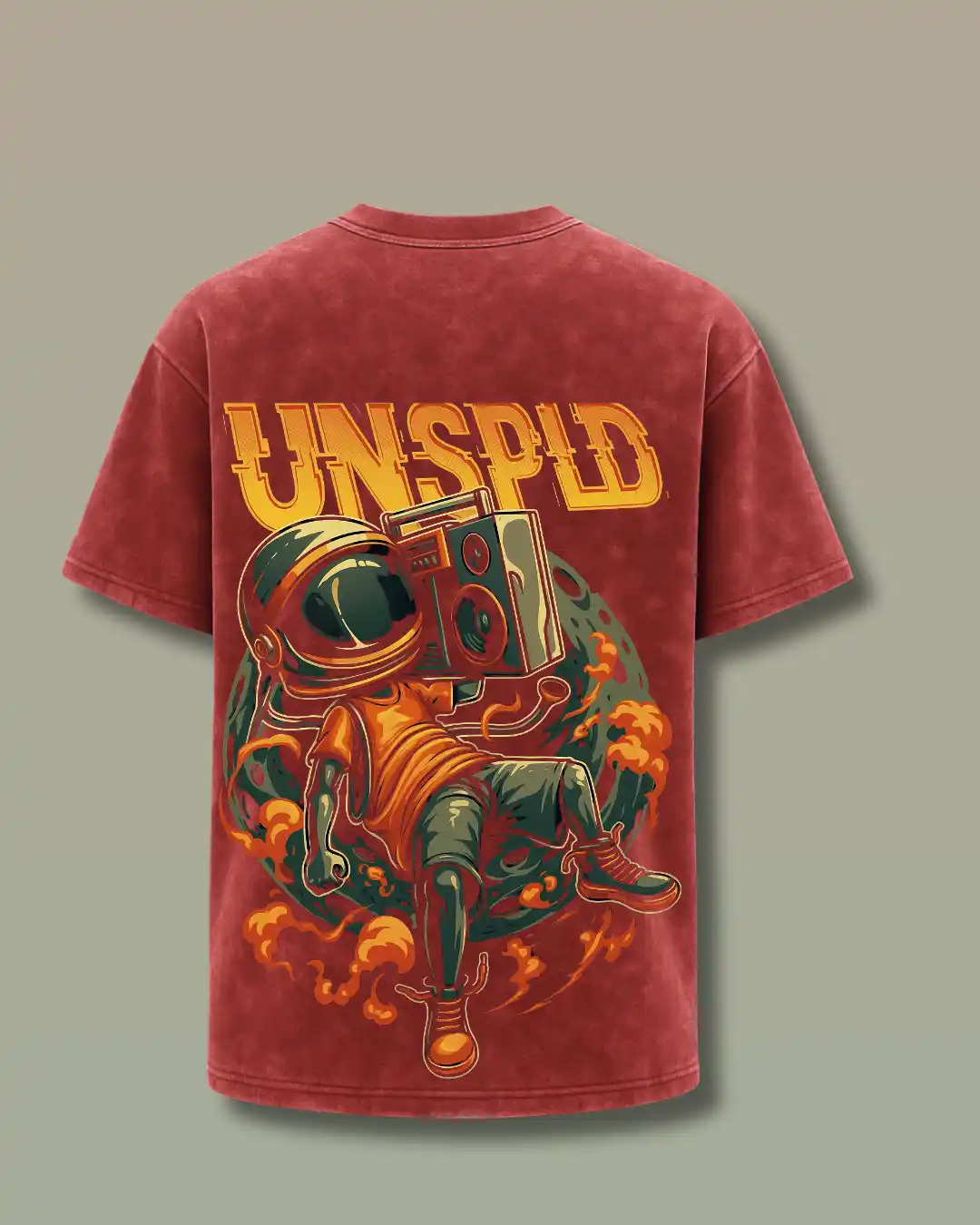Oversized MAROON Acid wash cotton T-shirt 240 GSM -UNSPD- from Rich Daddy Kerala and INDIA