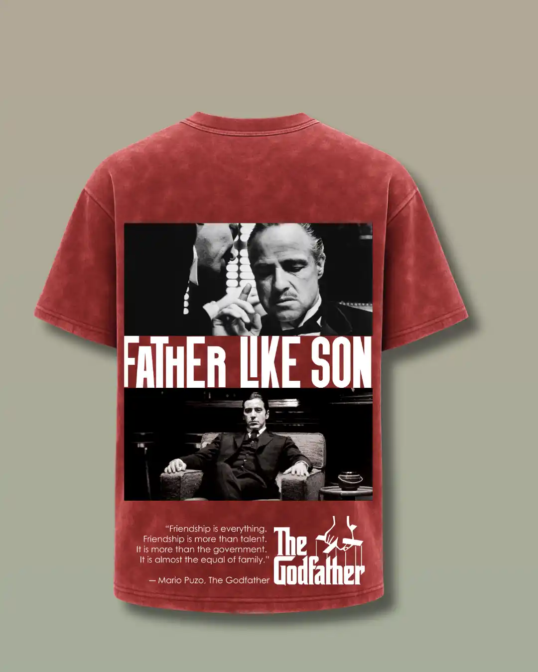 Oversized MAROON Acid wash cotton T-shirt 240 GSM -GOD-FATHER- from Rich Daddy Kerala and INDIA